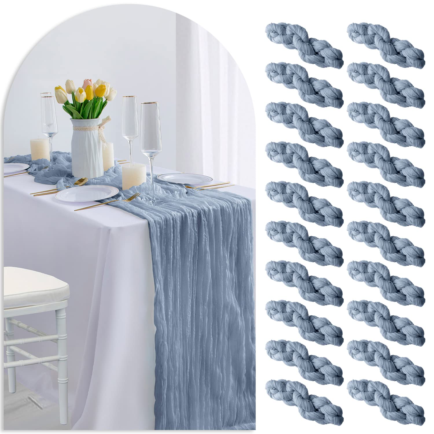 3 Runner Da Tavola In Garza - Decorazione Romantica Per Matrimoni E Feste - Foto 12