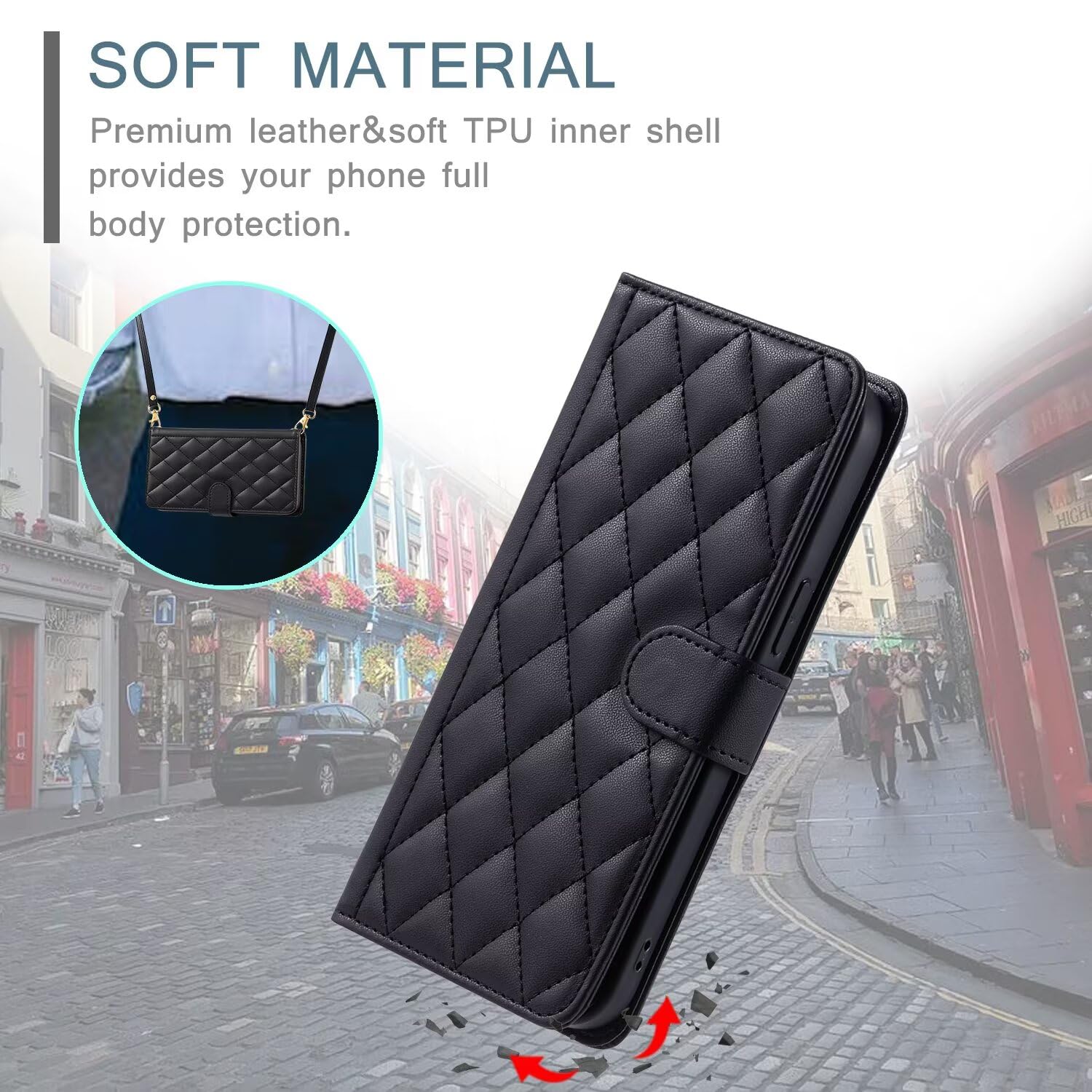 Custodia Portafoglio In Pelle GoodcAcy Per Xiaomi 14 Con Supporto E Tracolla - Nero - 3