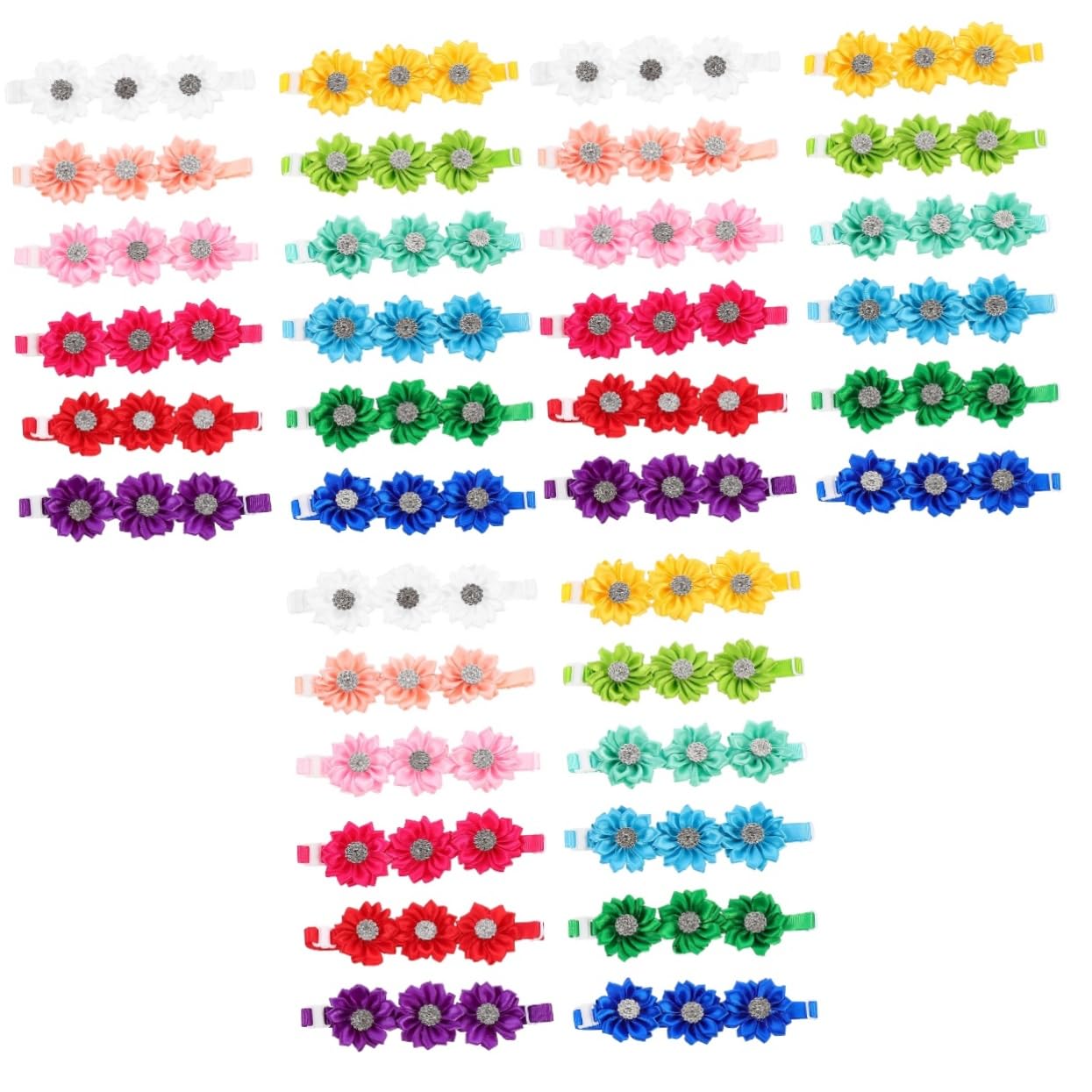 minkissy 36 STK Blumenhalsband für Haustiere Katze Fliege juwelenbesetzt Statement Kette Welpe Strass Blumenkragen Kätzchen Fliege Hündchen Kristallblume Diamant Krawatte Polyester