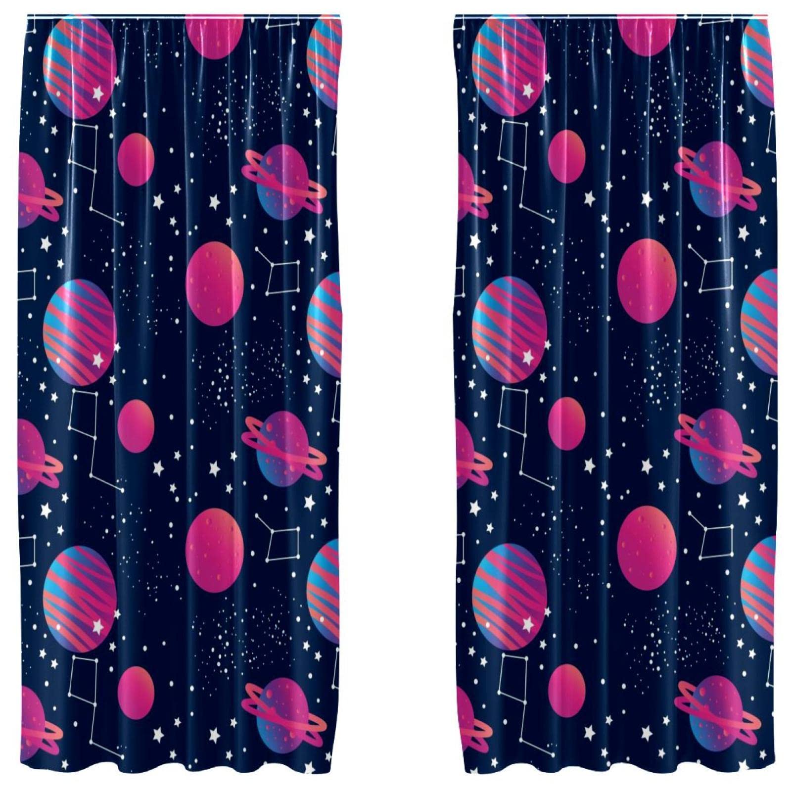 Rideaux occultants planète rose microfibre 140x213 cm rideau de fenêtre occultant enfant