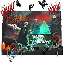 Halloween Cards, Happy Halloween Greeting Card, 3D Popup Card with Light and Music, Horror Skull, Pumpkin, Holiday Gift Card for Husband Wife Mom Men Women