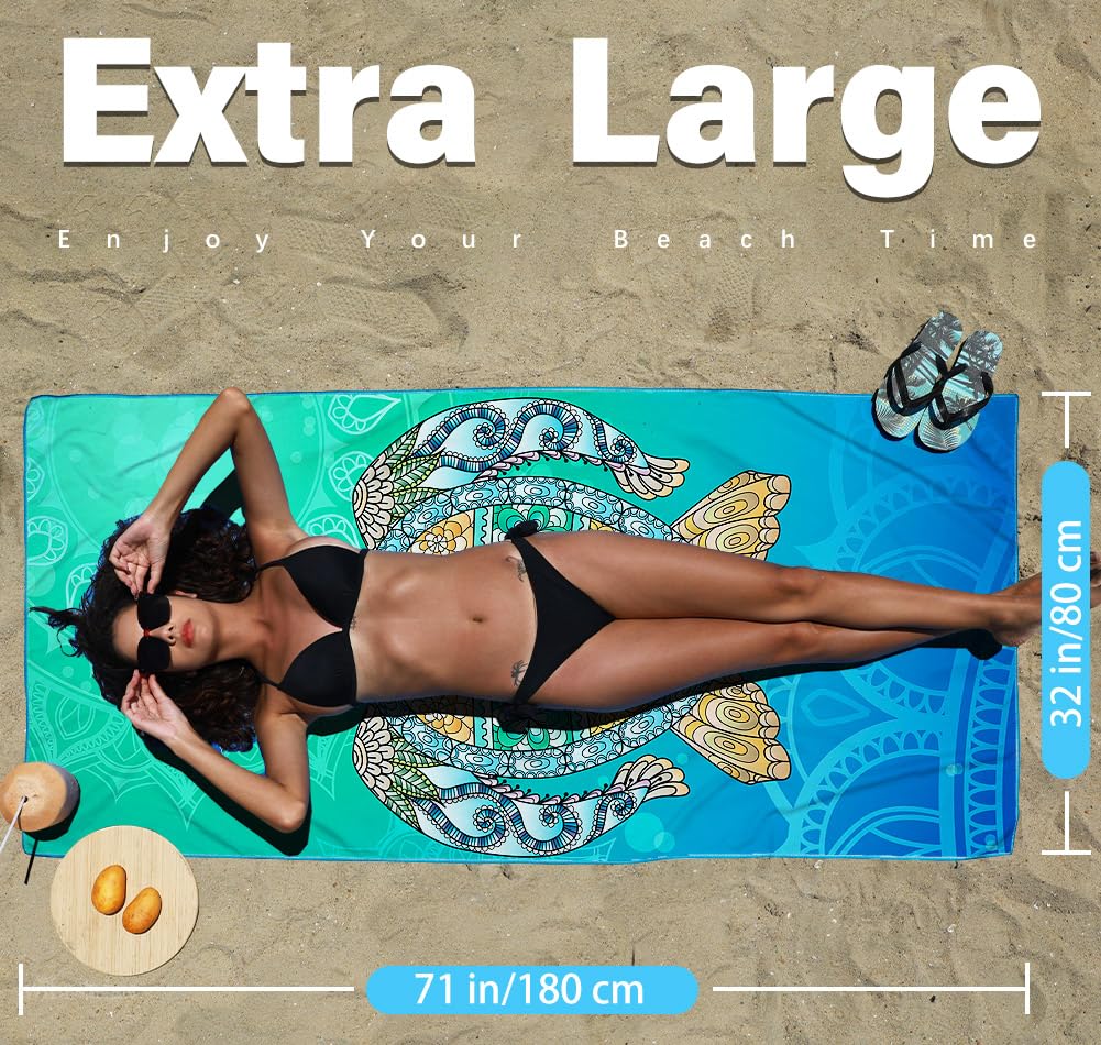 Confezione da 4 asciugamani da spiaggia sottili e leggeri in microfibra, senza sabbia, ad asciugatura rapida, assorbenti, compatti, per piscina, campeggio, spiaggia, grandi cose da viaggio, accessori