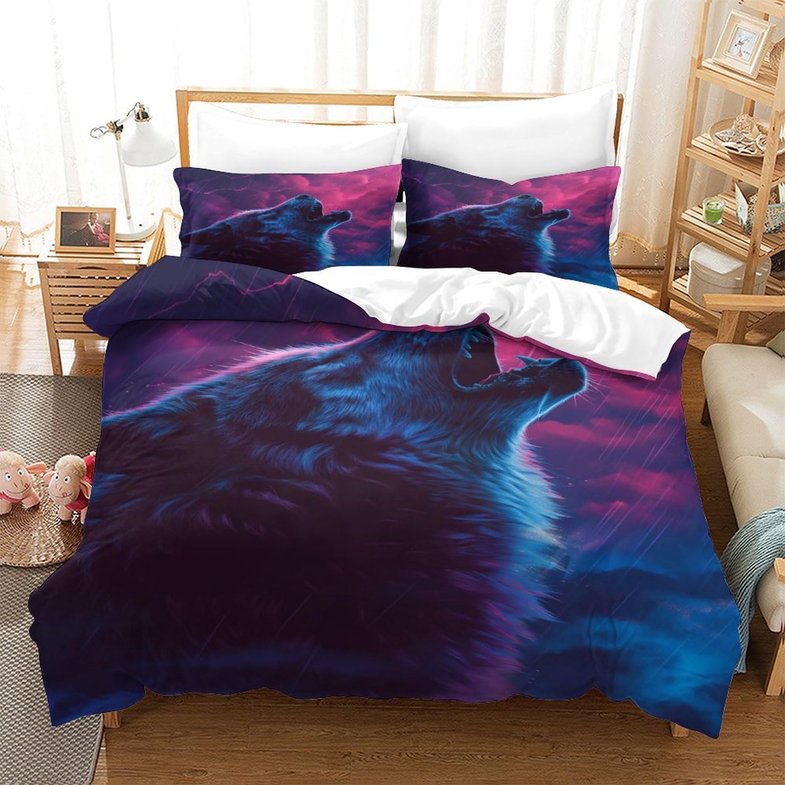 BARDYS Wolf Quilt Cover Duvet Cover 3D Printed Wild Animals for Boys Girls Comforter Covers with Pillow Cases Soft Microfiber Bedding Set with Zipper Closure 3 Pieces Single（140x200cm） — image 1