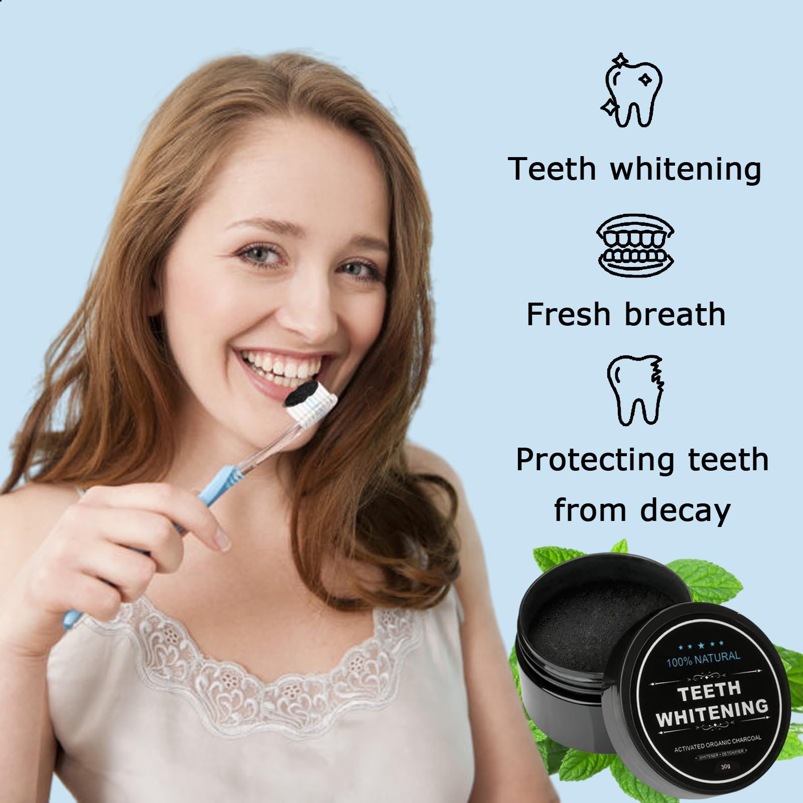 2 Pezzi Sbiancante Dentale Sbiancamento Dentale Polvere Sbiancante Denti Con Carbonio Attivato Gratuito 2 Pacchetti Di Strisce Sbiancanti Denti