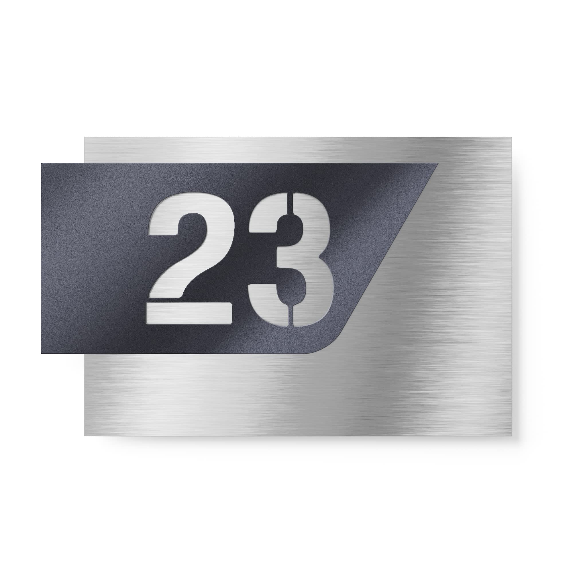 targhetta civico per esterni – 215x150 mm, finitura antracite RAL 7016, inox V2A (AISI 304), personalizzabile