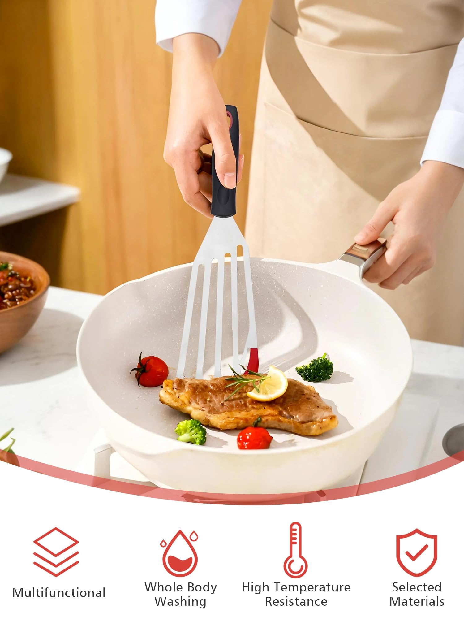 LX - Espátula de acero inoxidable para barbacoa, espátula de pescado, espátula de pescado, aleta de pescado, ideal para asar y hacer tortillas