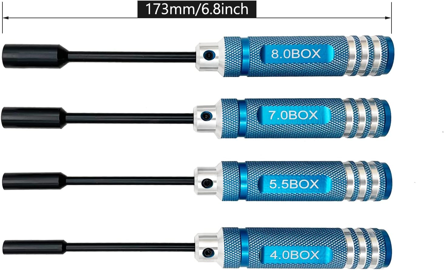 4Pcs Nut Driver Set RC Tool Set Hex Nut Driver for RC Vehicle RC Helicopters FPV Drones Cameras Appliances Repair 4mm 5.5mm 8mm 7mm Nut Driver (blue)