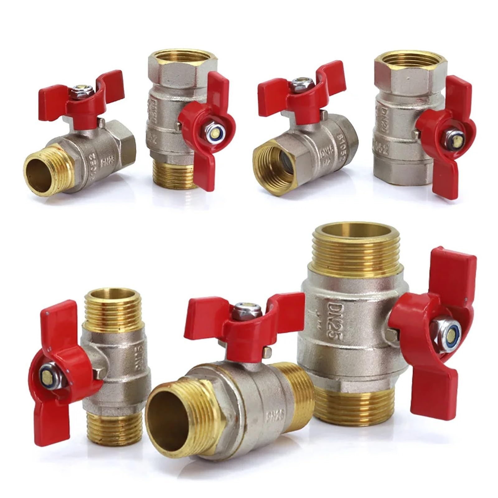 Adaptador de acoplamiento repuesto for válvula bola cobre y latón, extensor conector, accesorios duraderos for riego jardín, 1/2 ", 3/4" 1"(H-1PCS)