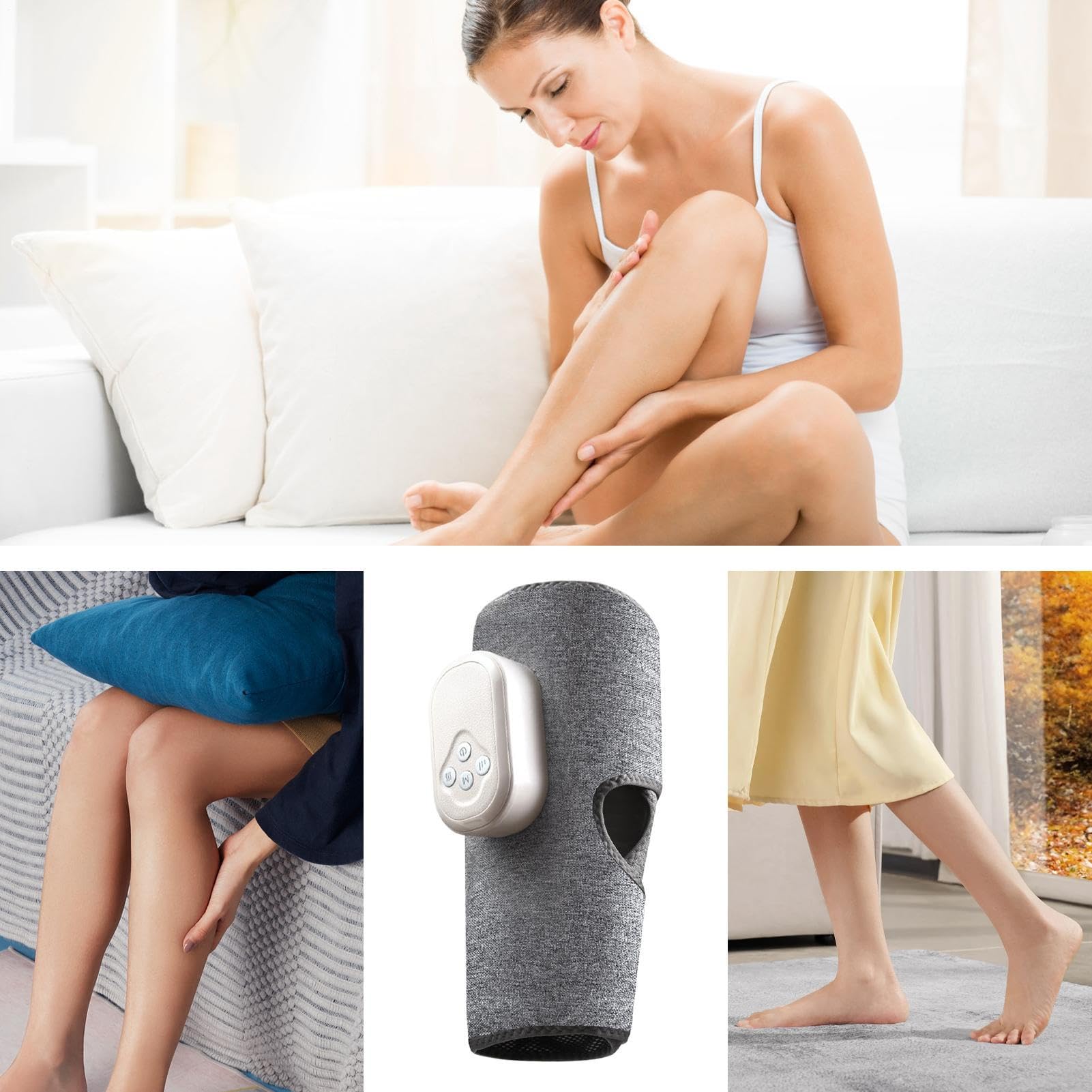 Masajeador De Piernas Para Circulación Masaje Por Compresión De Aire | Masajeador De Piernas Y Muslos Con Calor Inalámbrico Para Hombres, Madres, Atletas, Gimnasio, Viaje y Recuperación Muscular