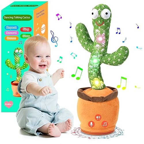 SANJOIN Dancing Talking Cactus Toy for Baby Toddler, Boys Girls Gifts Singing Mimicking Recording Repeating What You Say Baby Toys with 120 English Songs (Adjustable Volume) - Adjustable Volume