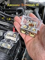 Vista 14 de Conectores de batería de coche resistentes, 0/2/4/6/8/10 AWG, terminales de batería múltiples de poste superior (oro+oro)