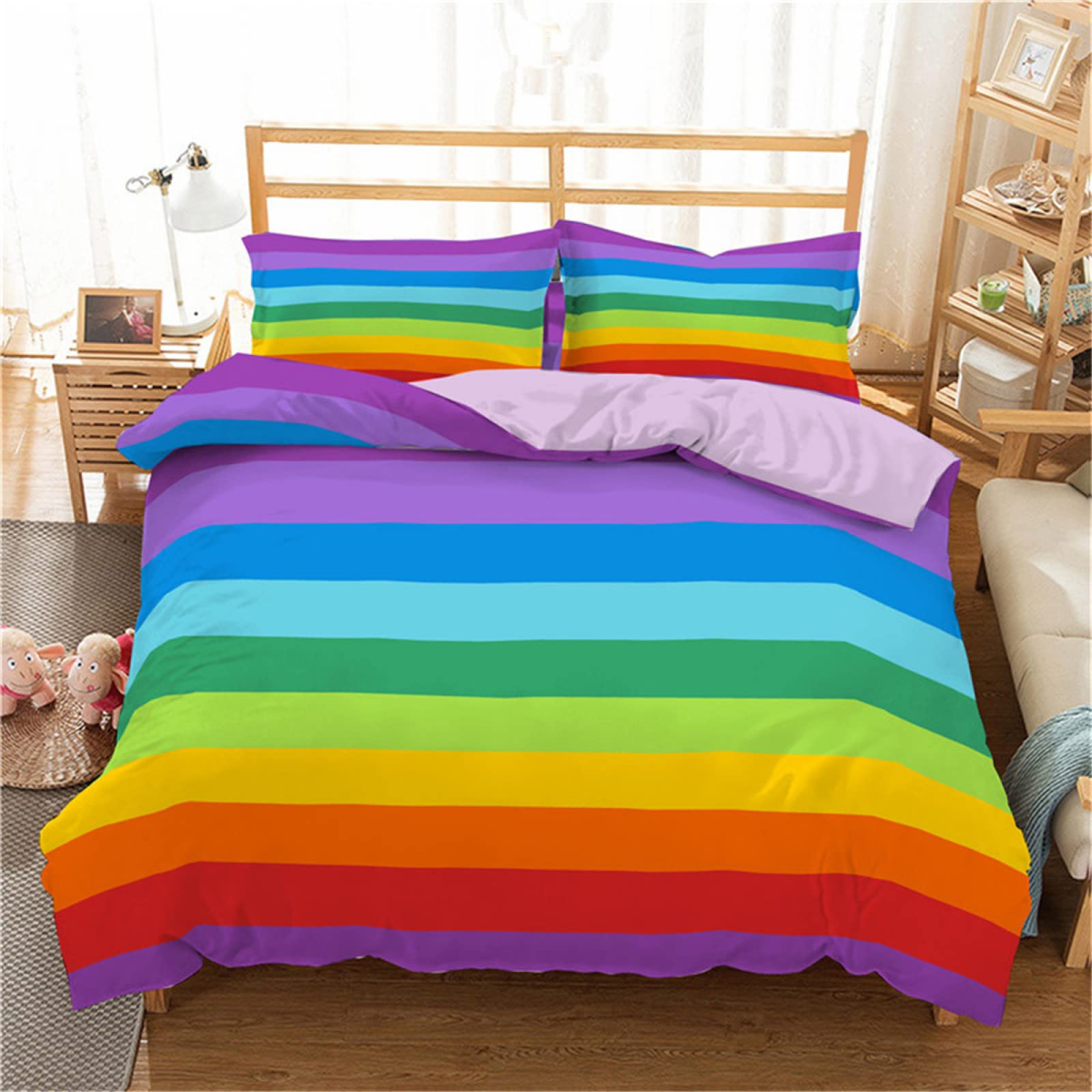 Vind regenboog dekbedovertrek op - april 2026