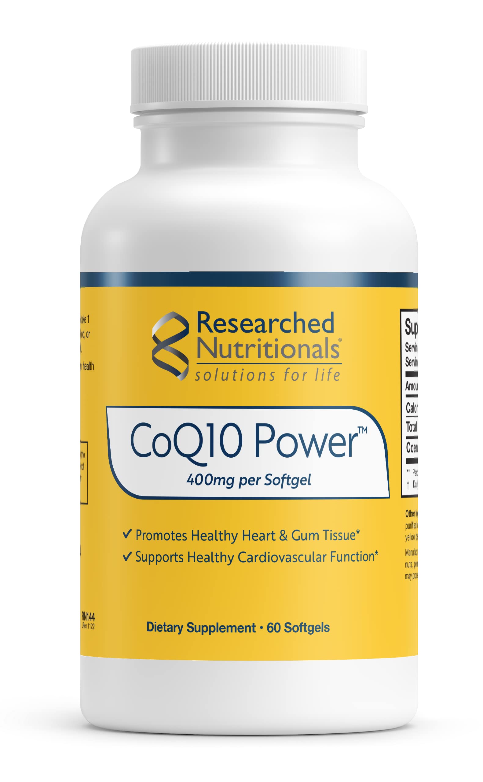 Researched Nutritionals CoQ10 400mg Softgels Heart Health Supplement, 60 Ct