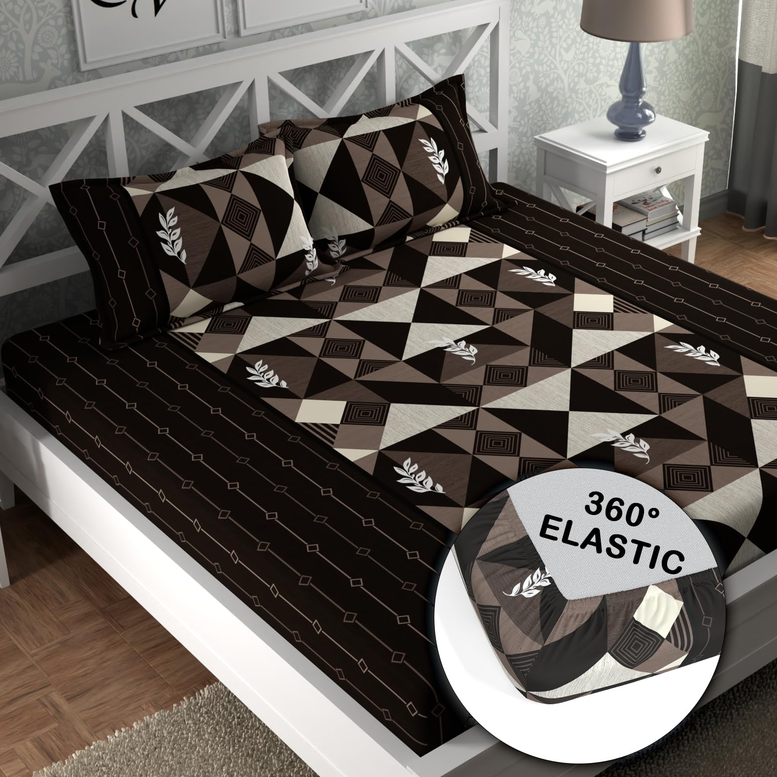 CG HOMES Elastic Fitted Bedsheets, Bedsheet for Double Bed, Bedsheet for Double Bed Elastic Fitted, Fitted Bedsheets for Double Bed, Printed Fitted Bedsheet. (Brown) (B0CK8H36PZ) Amazon Price History, Amazon Price Tracker