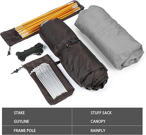 Miniatura 6 de Bessport Tienda de campaña para 12 persona, impermeable, dos puertas, tienda de mochilero, fácil instalación, ligera, para exteriores, senderismo,