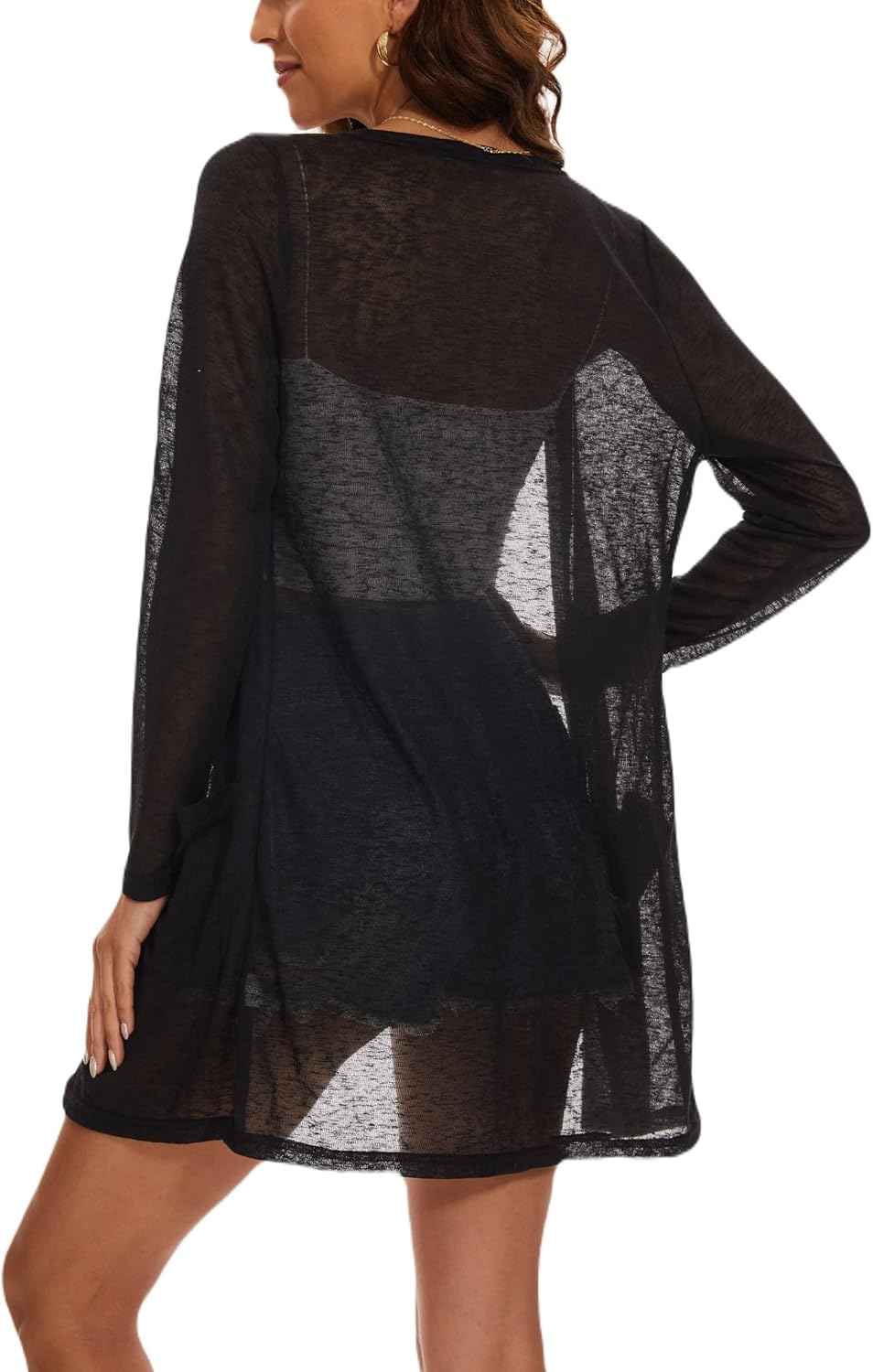 Spicy Sandia Women's Lightweight Sheer Summer Cardigans with Pockets Open Front Long Sleeve Dusters - Image 3