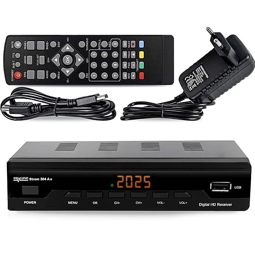 Strom 504 A+ Full HD DVB-T2 DVB-T2 Decoder - Compatible with HEVC264 - (HDMI, SCART, USB, Digital Plus) Black