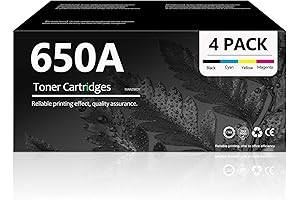 4-Pack CE270A, CE271A, CE272A, CE273A Toner Cartridges Compatible for HP 650A