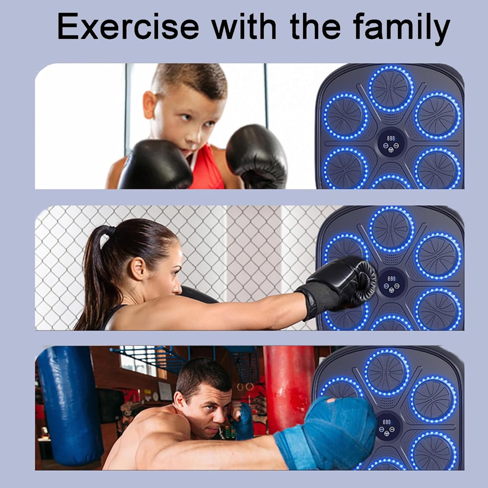 Máquina De Boxeo Musical, Entrenador De Boxeo con Música Electrónica con Conexión Bluetooth, Saco De Boxeo para Entrenamiento En Casa con Guantes para Taekwondo, Sanda,Parent-Child
