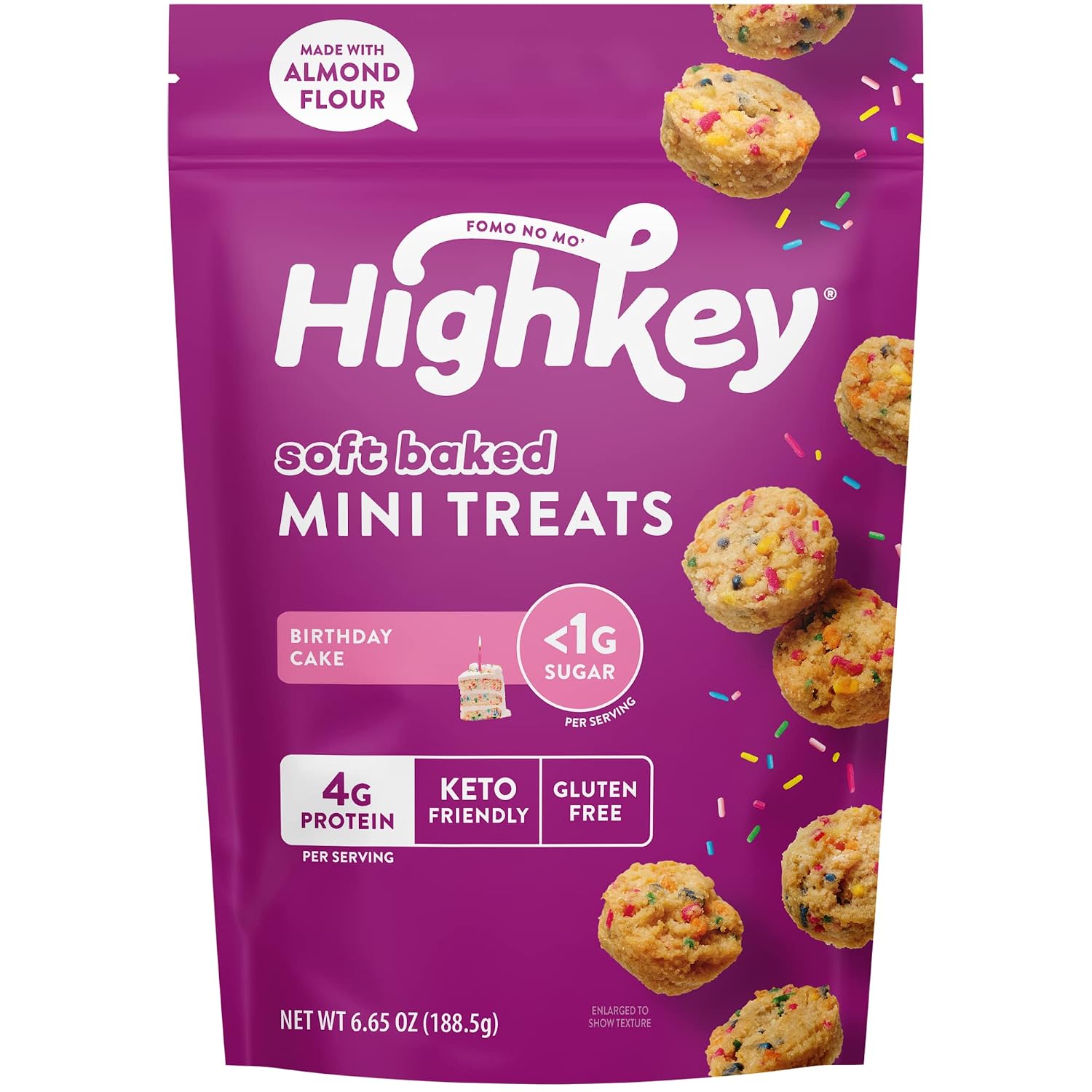 HighKey Low Carb Birthday Cake Mini Treats - 6.65oz Keto Snack Pack Gluten Free Muffins Sweet Low Carb Bread Bites Healthy Snacks Adults Kids Sugar Free Diabetic Soft Baked Treat Diet Friendly Food