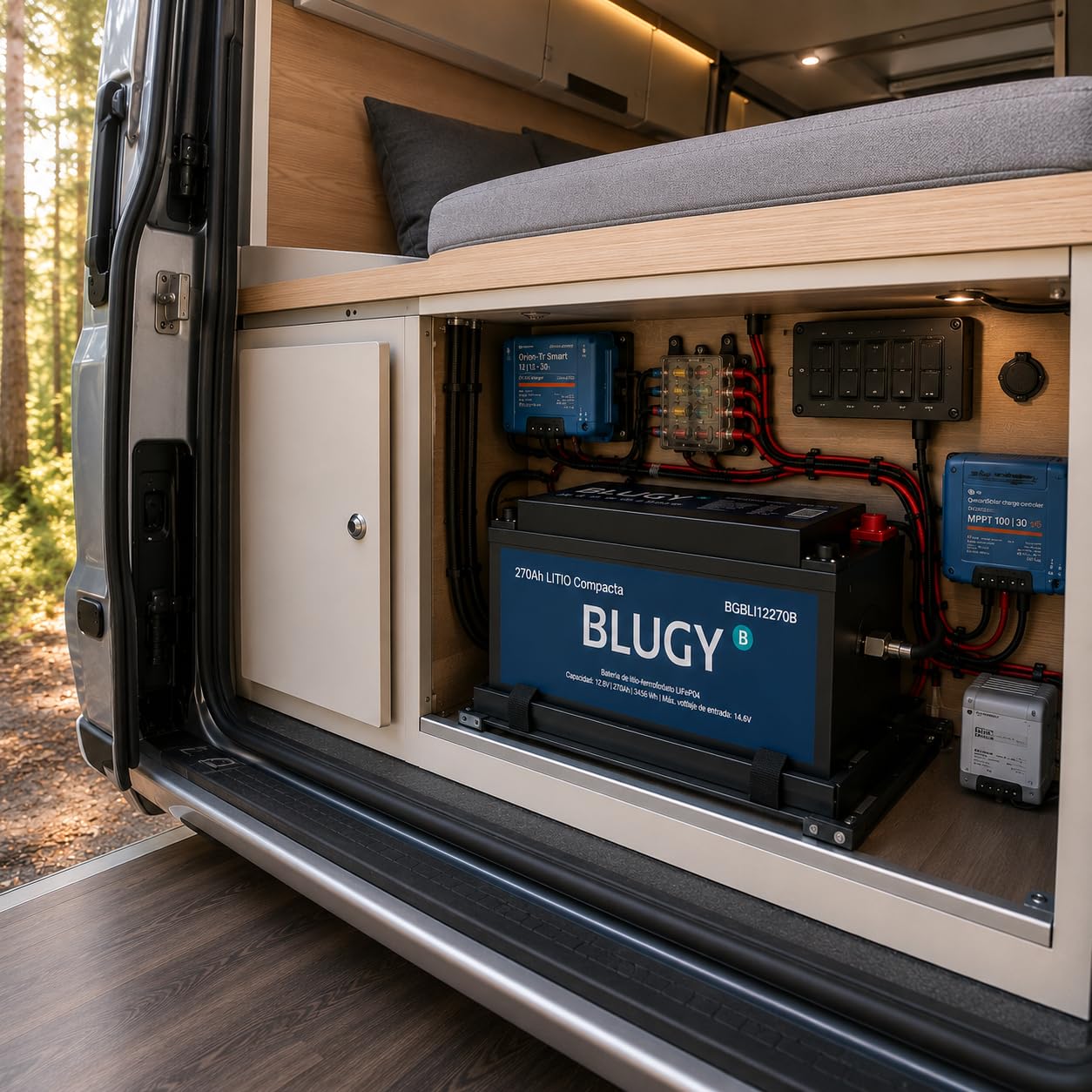 Batería de Litio LiFePO4 12V 270Ah para Autocaravana, Camper, Caravana, Barco y Vehículos Recreativos, Larga Duración +4000 Ciclos, Ligera y de Alto Rendimiento, con BMS