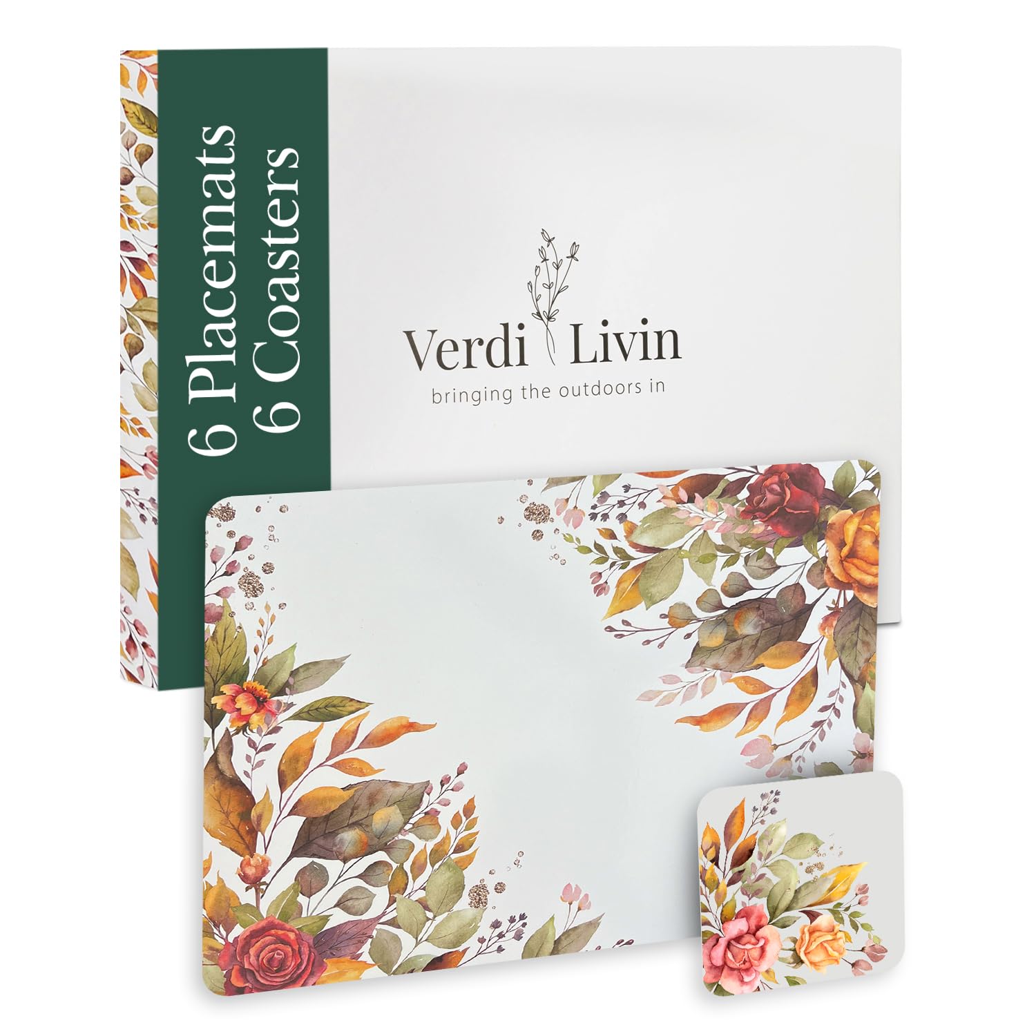 Cork Placemats Set of 6 and Matching Coasters (12 Pieces) - Heat Resistant Cork Place Mats 16