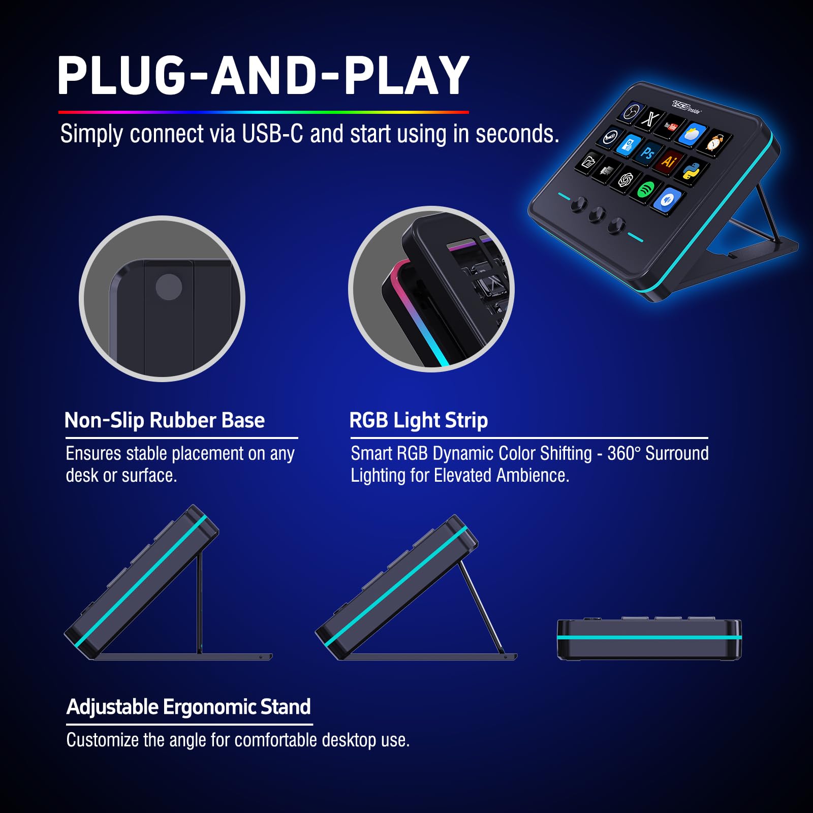 Amazon | VSDINSIDE マクロキーパッド、ストリームコントローラー