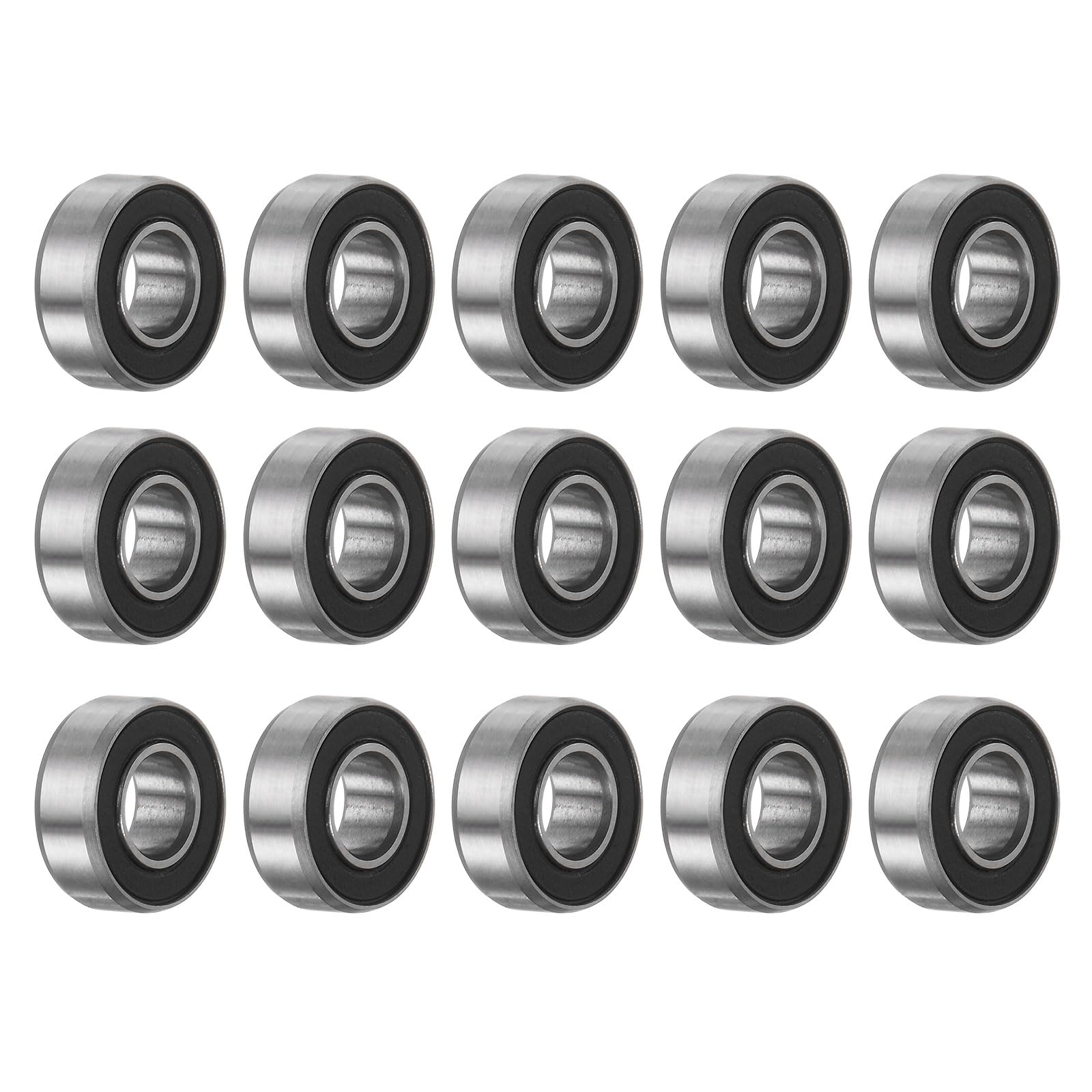 sourcing map 15pcs MR115-2RS Deep Groove Ball Bearings 5x11x4mm Chrome Steel Miniature Bearing Double Sealed Precision Bearings, P6 (ABEC 3)