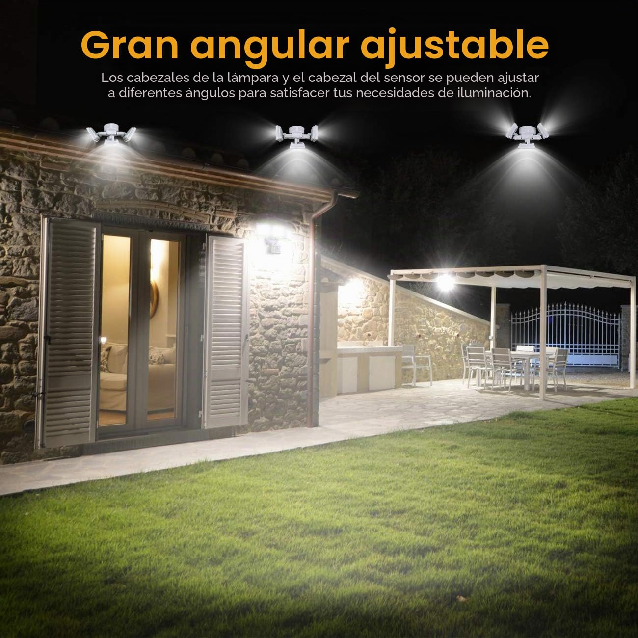 SOLLA - Luz LED de seguridad, 3000 lm, 40 W, luz de día, 5000 K, luz blanca, impermeable IP65 reflector para garaje jardín cubierta porche entrada