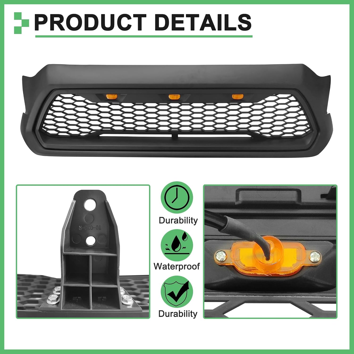Front Bumper Grille For Toyota Tacoma Bumper Hood Mesh Grill with LED Light 2012 2013 2014 2015