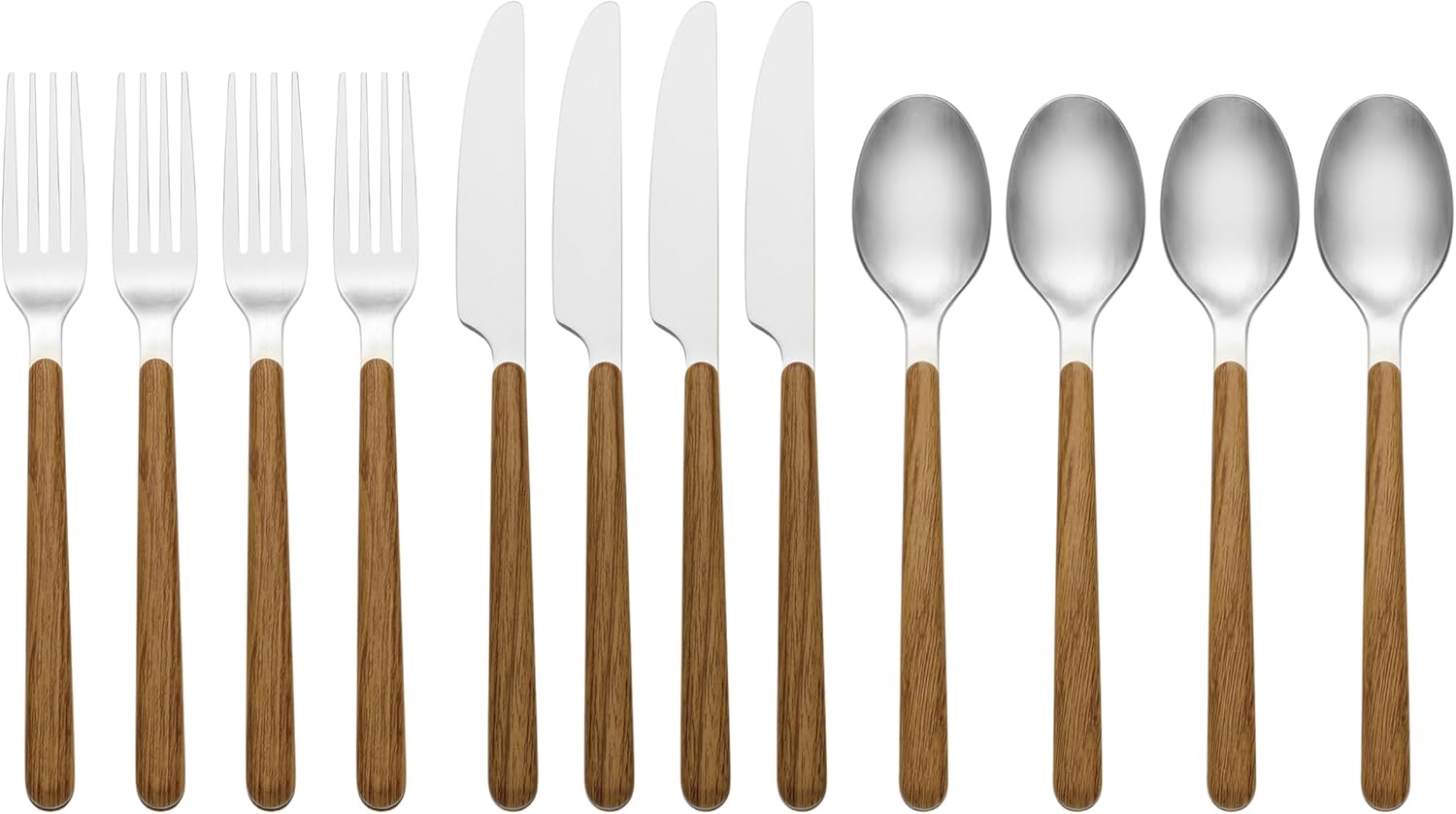 Oneida 898350 24/7 Outdoor Living 12-Piece Flatware Set, Mirror/Faux Wood