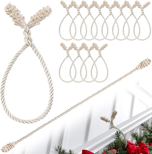Miniatura 23 de Shappy 12 piezas de ataduras decorativas de Navidad para barandillas, ataduras reutilizables y flexibles de torsión para guirnaldas, escaleras