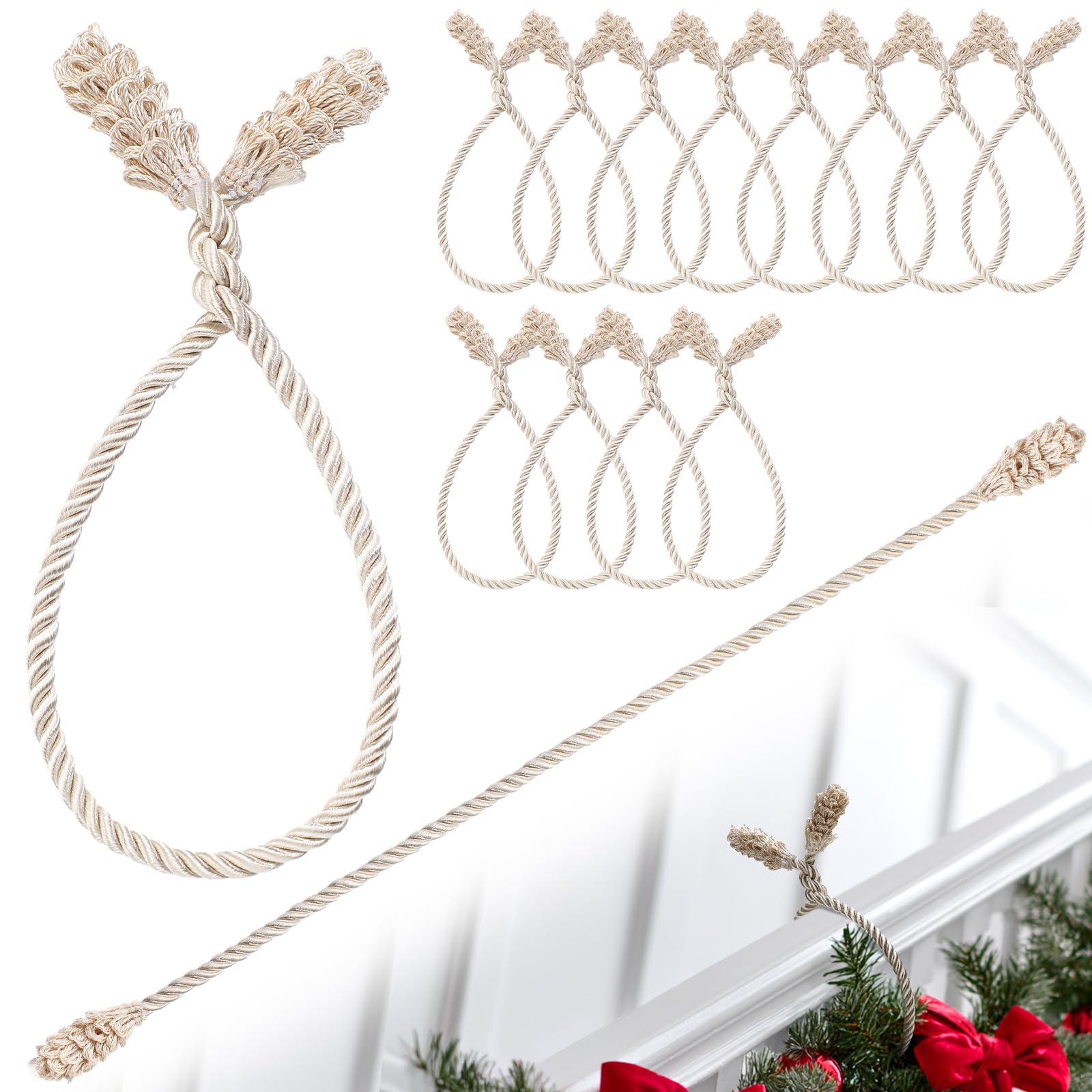 Shappy Ivory White 12 Pieces Christmas Garland Banister Ties Christmas Decorative Reusable And Flexible Twist Ties For Garland, Banister Home Decoration (Ivory White)
