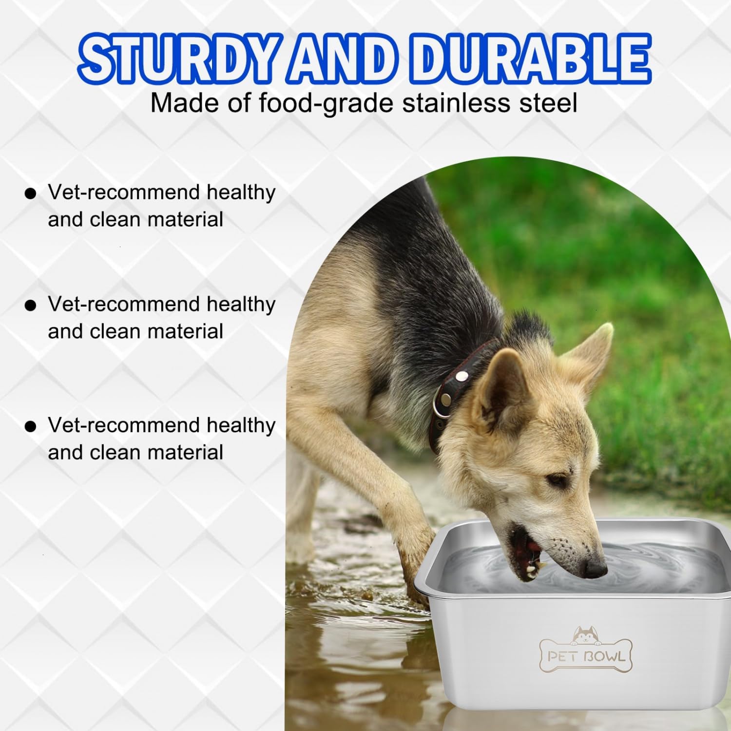 Vumdua Water Bowls for Large Dogs, 3 Gallons Durable Stainless Steel Dog Bowls - Big Capacity Water and Food Bowl for Indoor Outdoor, Easy to Clean