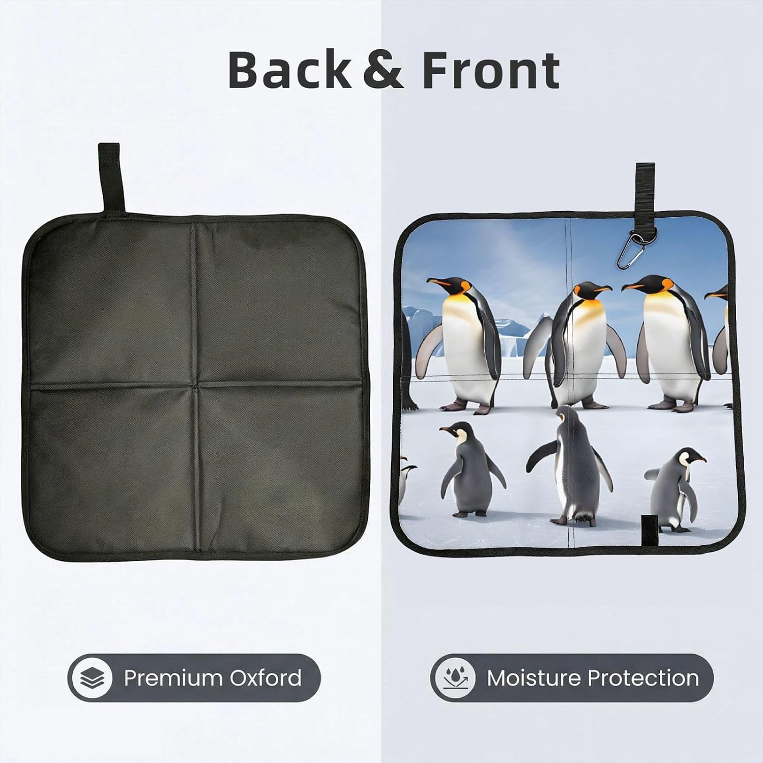 (Penguin) Sitting Pad Foldable Seat Cushion Lightweight Camping Seat Mat with Hook for Outdoor Hiking Picnic Camping