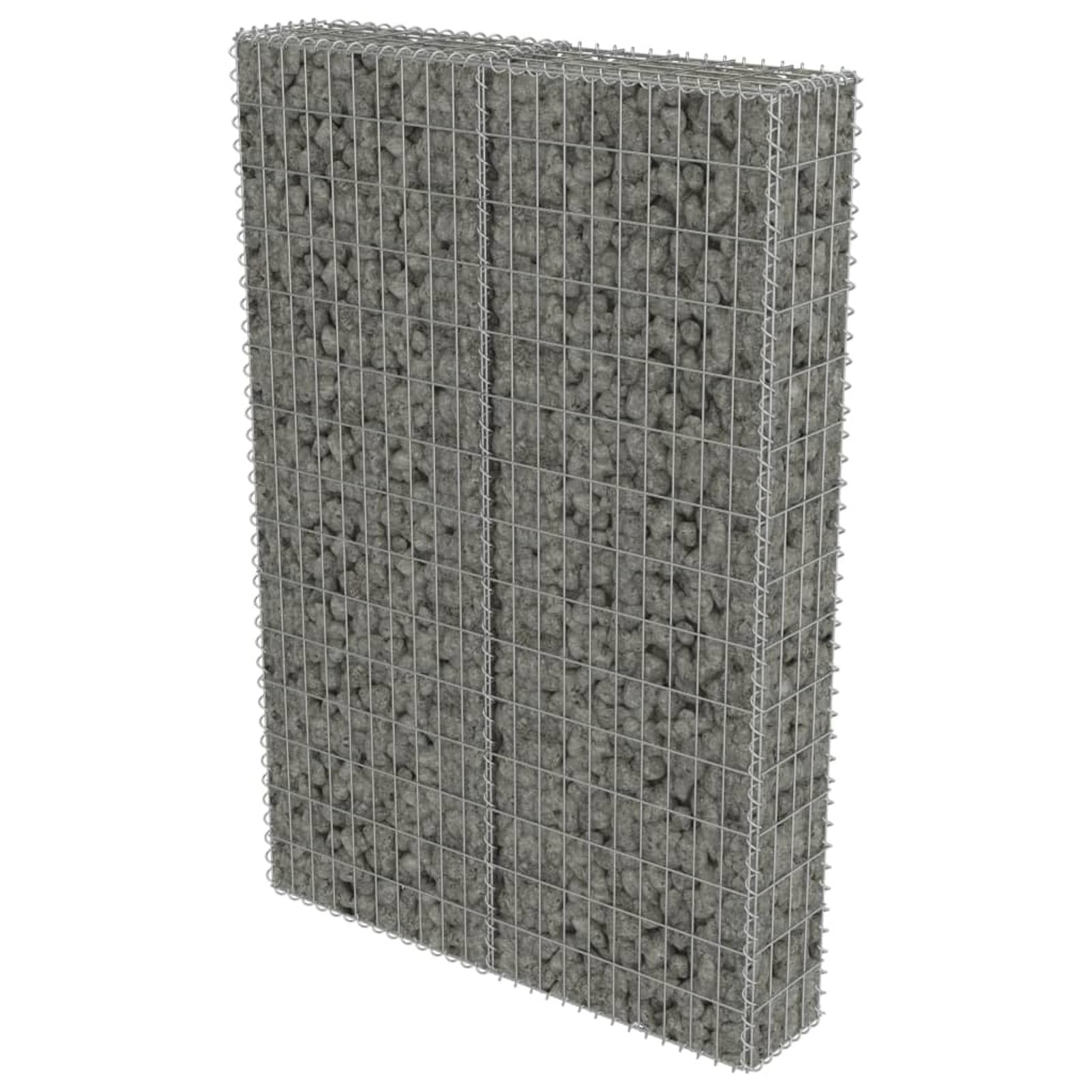 IKAYAA Gabione, Gabionen Zaun, Gabionenkörbe, Gabionenwand mit Abdeckung, Verzinkter Stahl, Silber, Rustikal, 100x20x150 cm