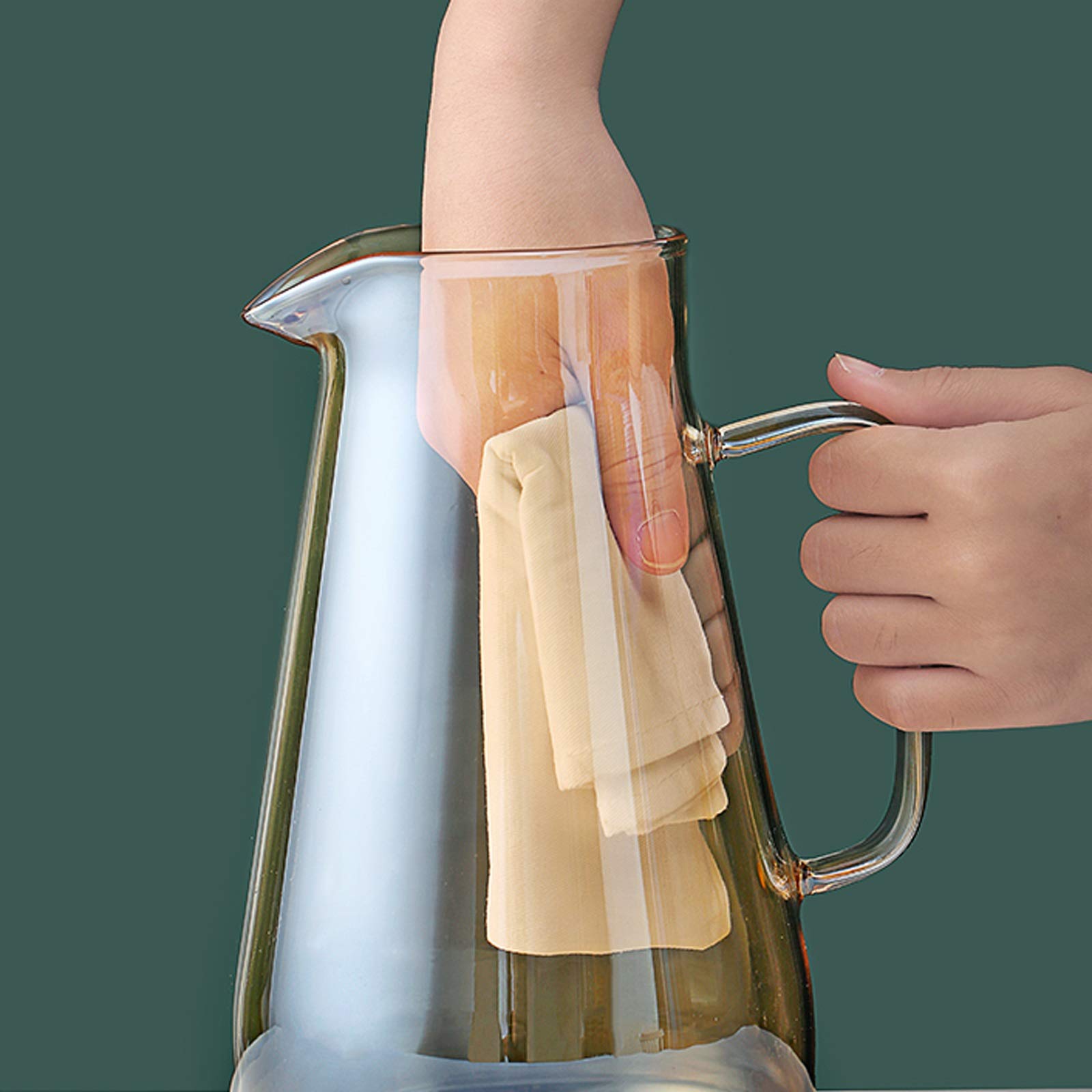 Caraffe di tè freddo Il lanciatore di vetro con beccuccio e coperchio in vetro teiera ha due prese d'acqua e il coperchio ha un anello di tenuta che non è facile da cadere brocche ( Capacity : 1.8L )