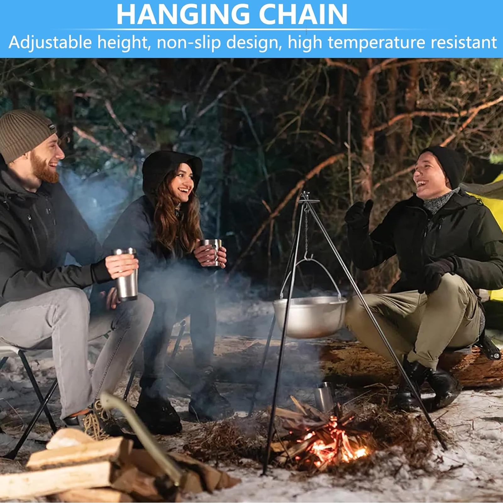 Support De Trépied ERNZI Pour Camping – Convertisseur De Branche, Grille Et Porte-lanterne, Acier Inoxydable 304, Jusqu’à 25 Kg