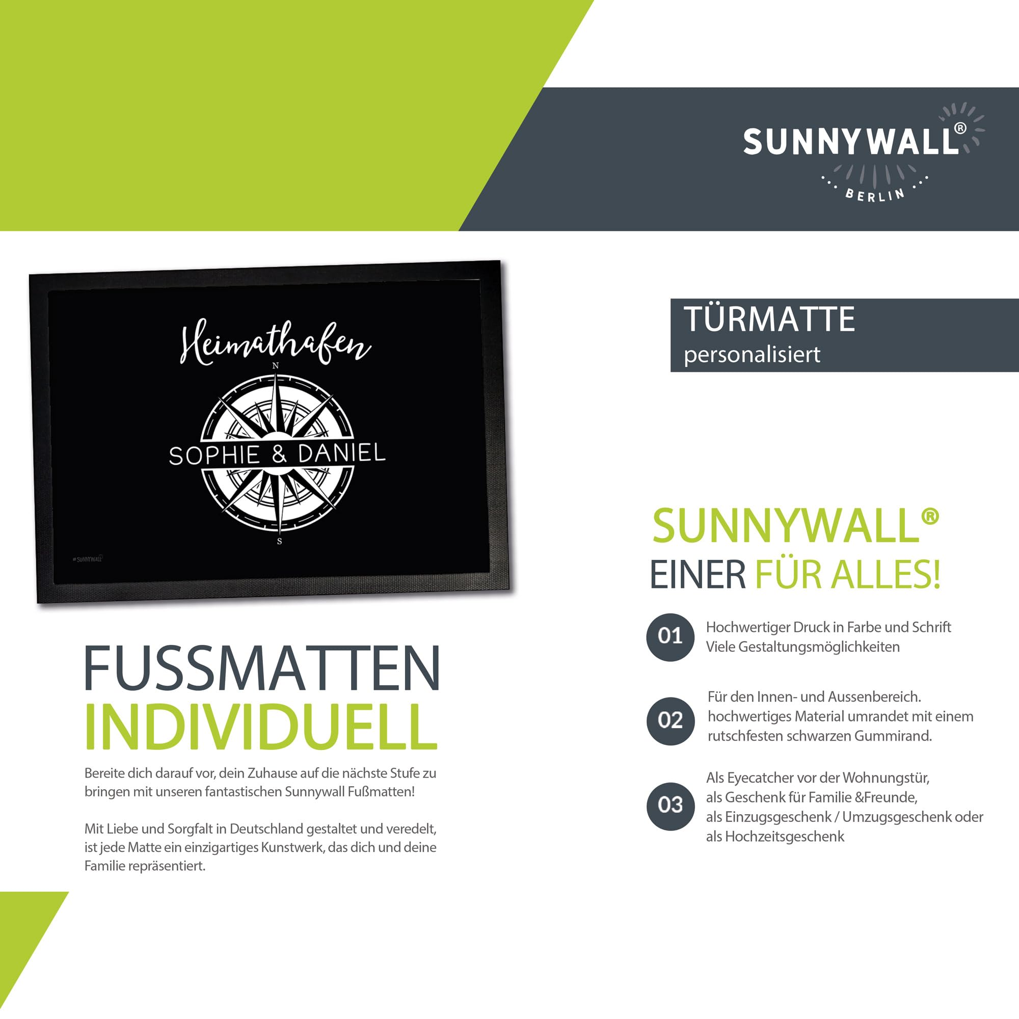 Fußmatte Türmatte personalisiert Heimathafen Familie Paare Wunschname Flur