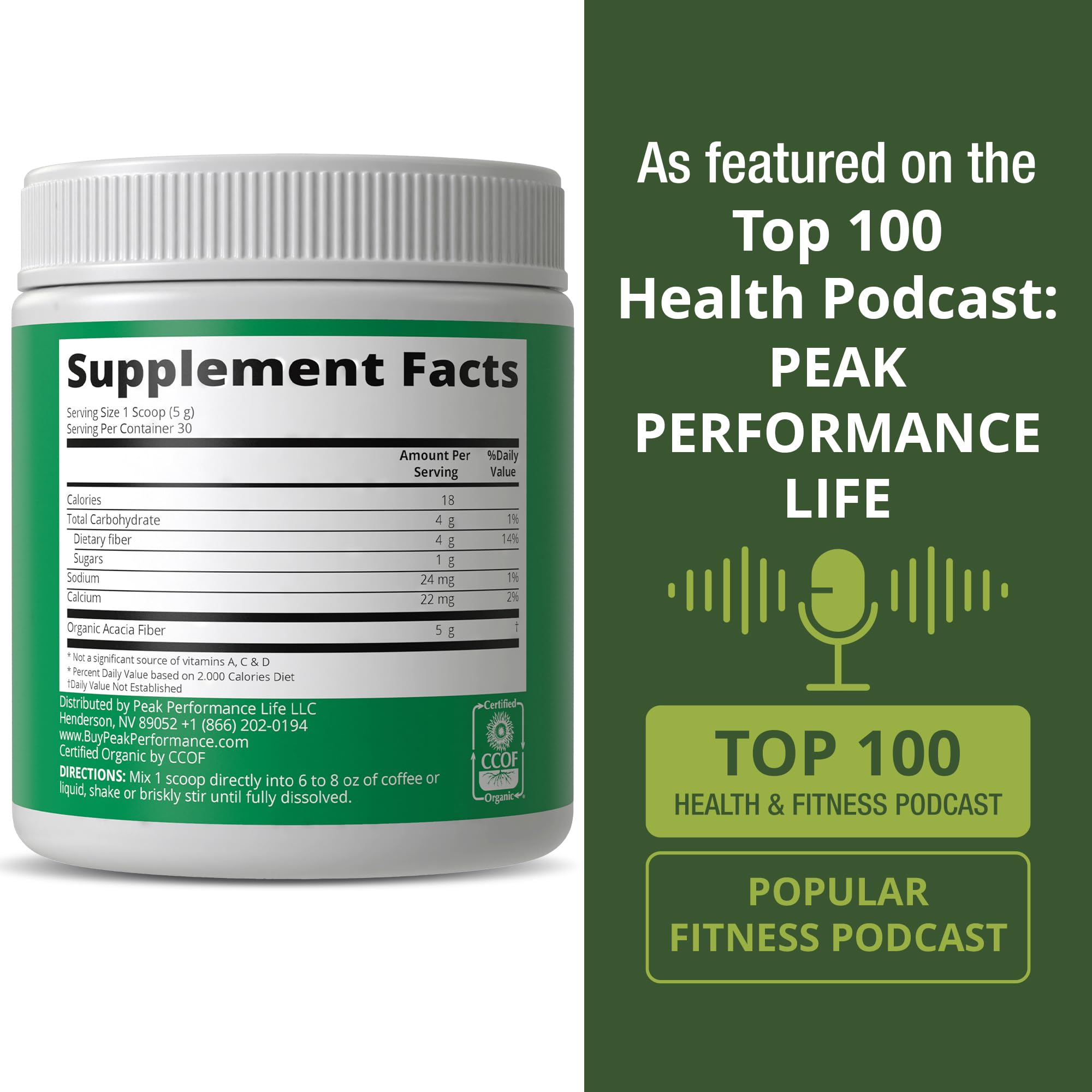 Peak Performance Organic Acacia Senegal Prebiotic Fiber Powder Unflavored — Amazon image 6