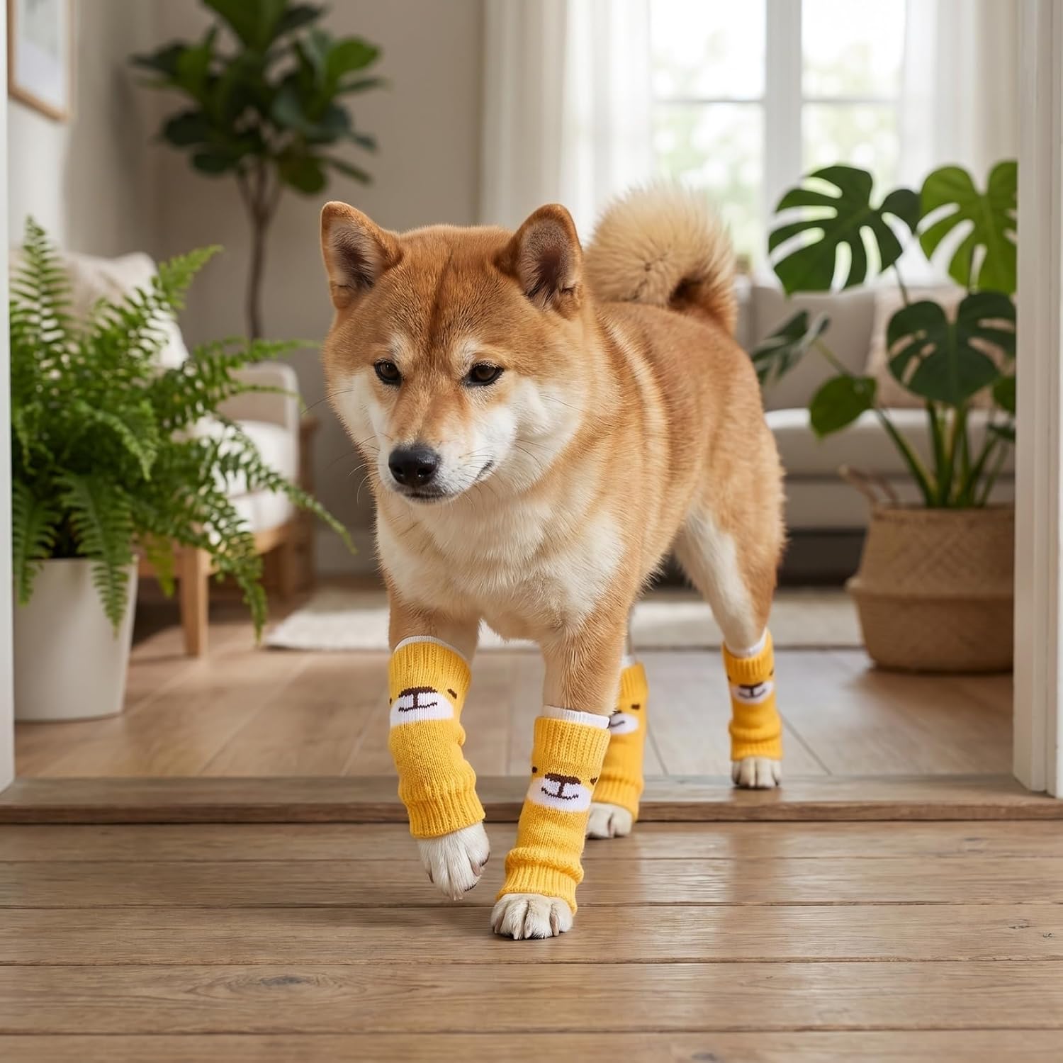 2 Sets of Dog Socks for Dogs Non-Slip Puppy Leg Covers 8 Pack Joint Protection Paw Socks for Small Pet Indoor Floor Protection