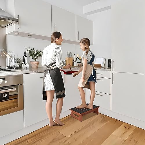 Miniatura 5 de RayLove Taburete de un solo paso para adultos y personas mayores con patas de goma antideslizantes, taburetes de plataforma resistente, escalones de
