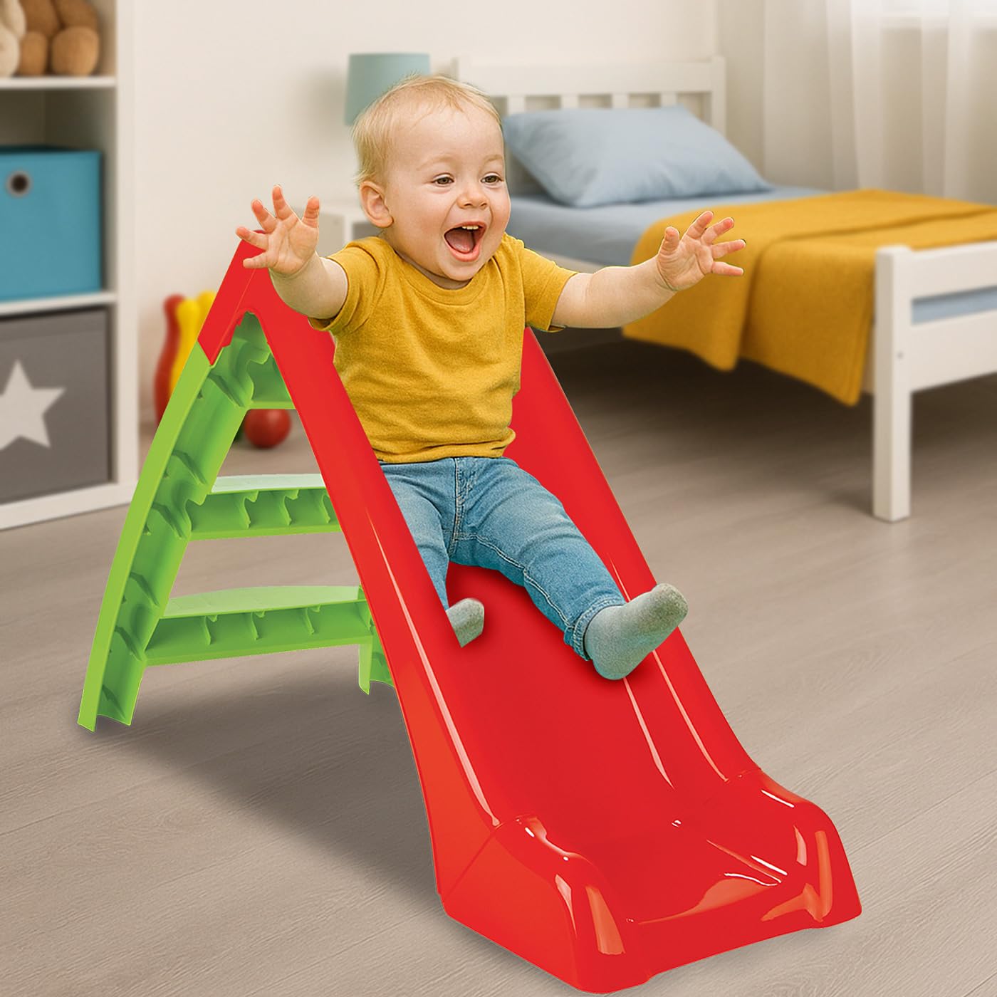 Jamara 460265 - Scivolo Happy Slide - Adatto per Interni ed Esterni, Rosso/Verde