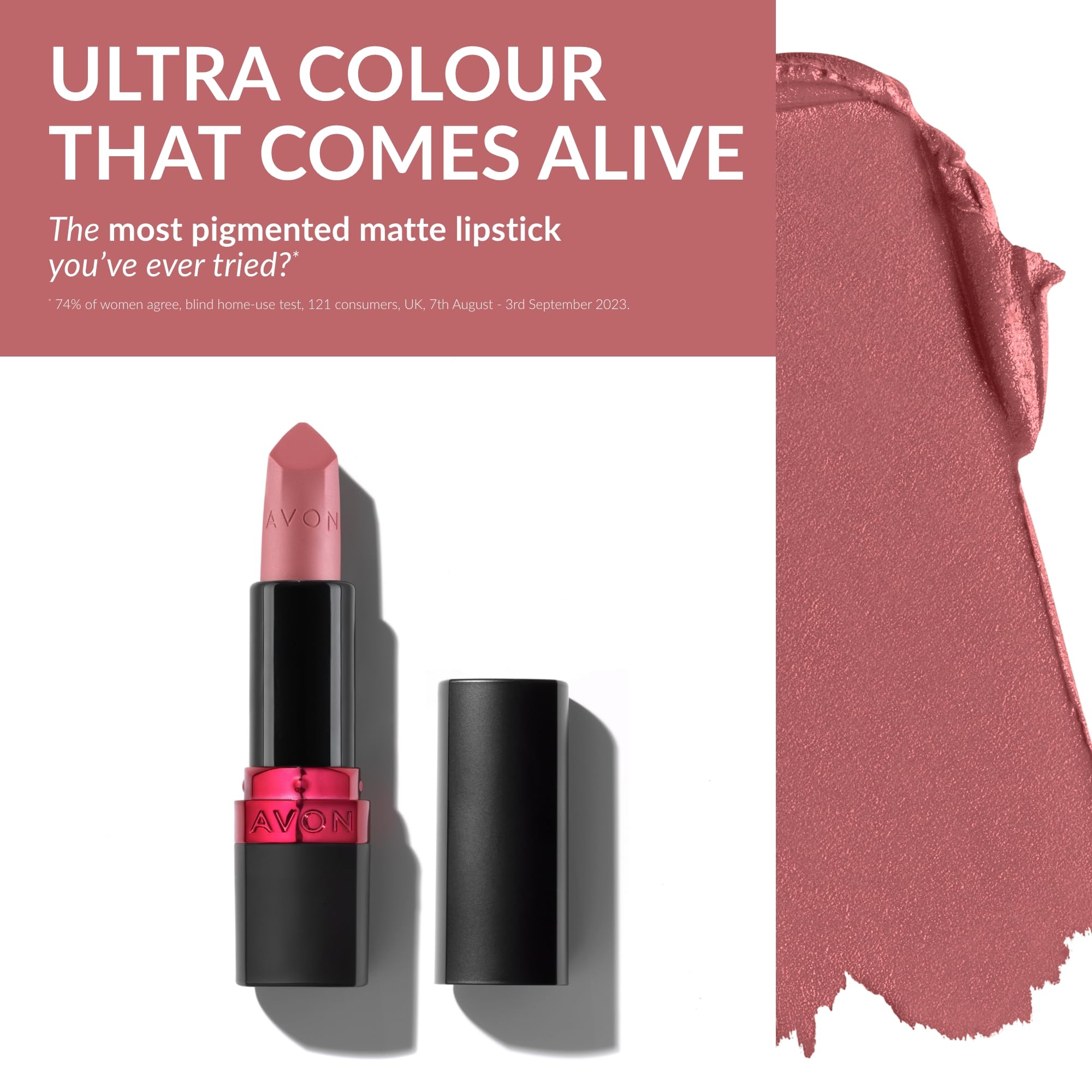 Avon Ultra Matte Lipstick Pink Passion with Vitamin E, Avocado Oil and Sesame Oil for Comfortable Coverage that Won't Cake - Image 2