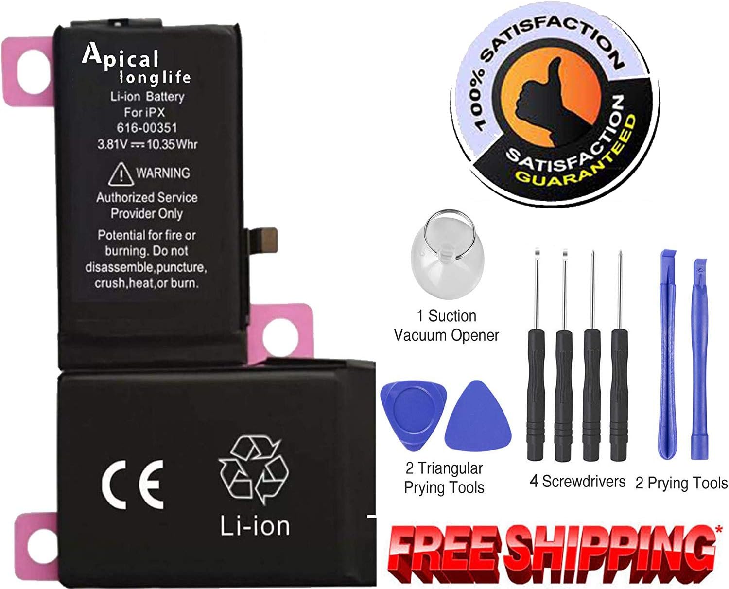Replacement Battery Compatible for IP X with Free Repair Tools Kit and Adhesive