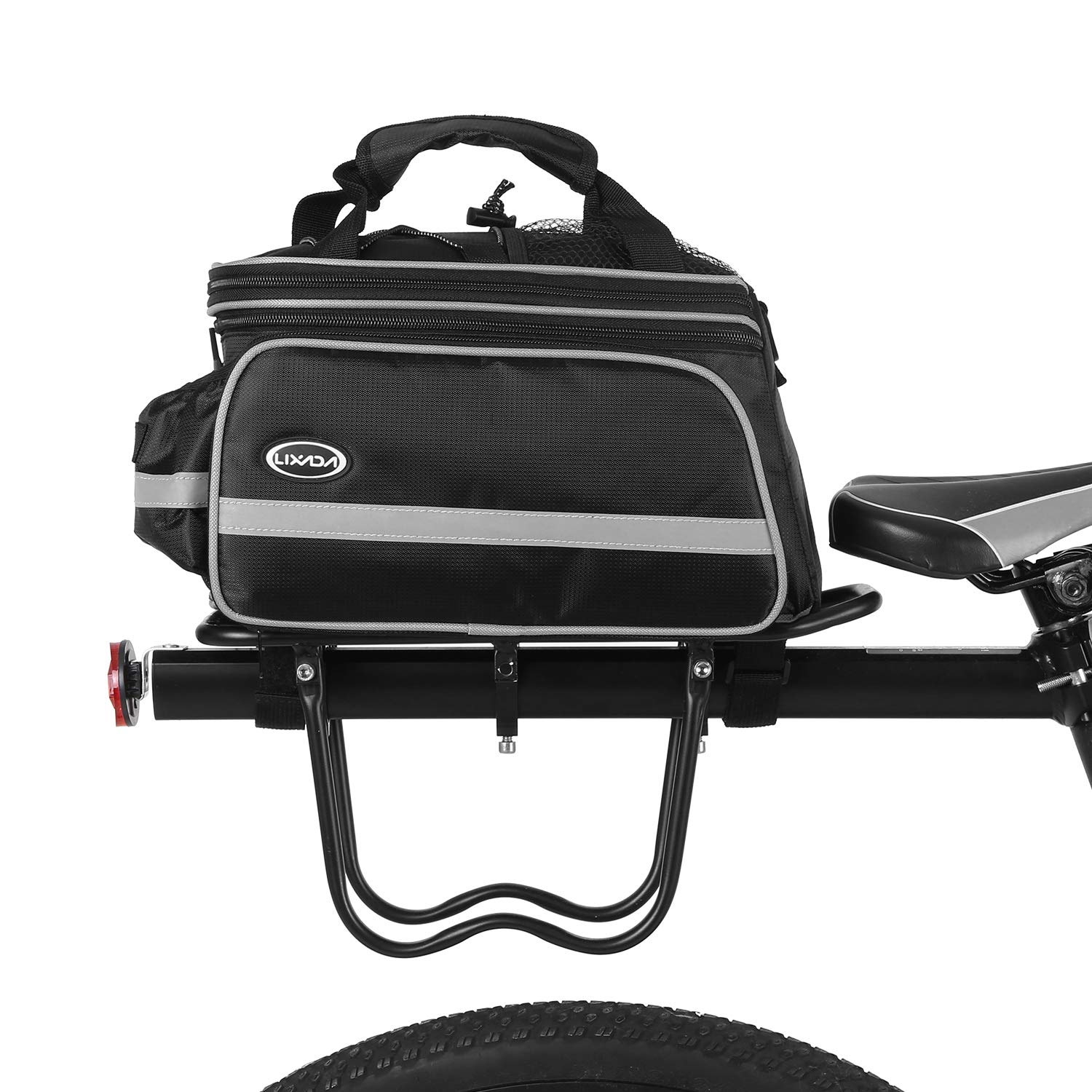 Lixada 10-25L Borsa per Sedile Posteriore per Bicicletta Impermeabile Resistente allo Strappo con Tracolla e Parapioggia 33 * 23 * 26 cm, Portapacchi Bici Tasche Multiple per Il Ciclismo