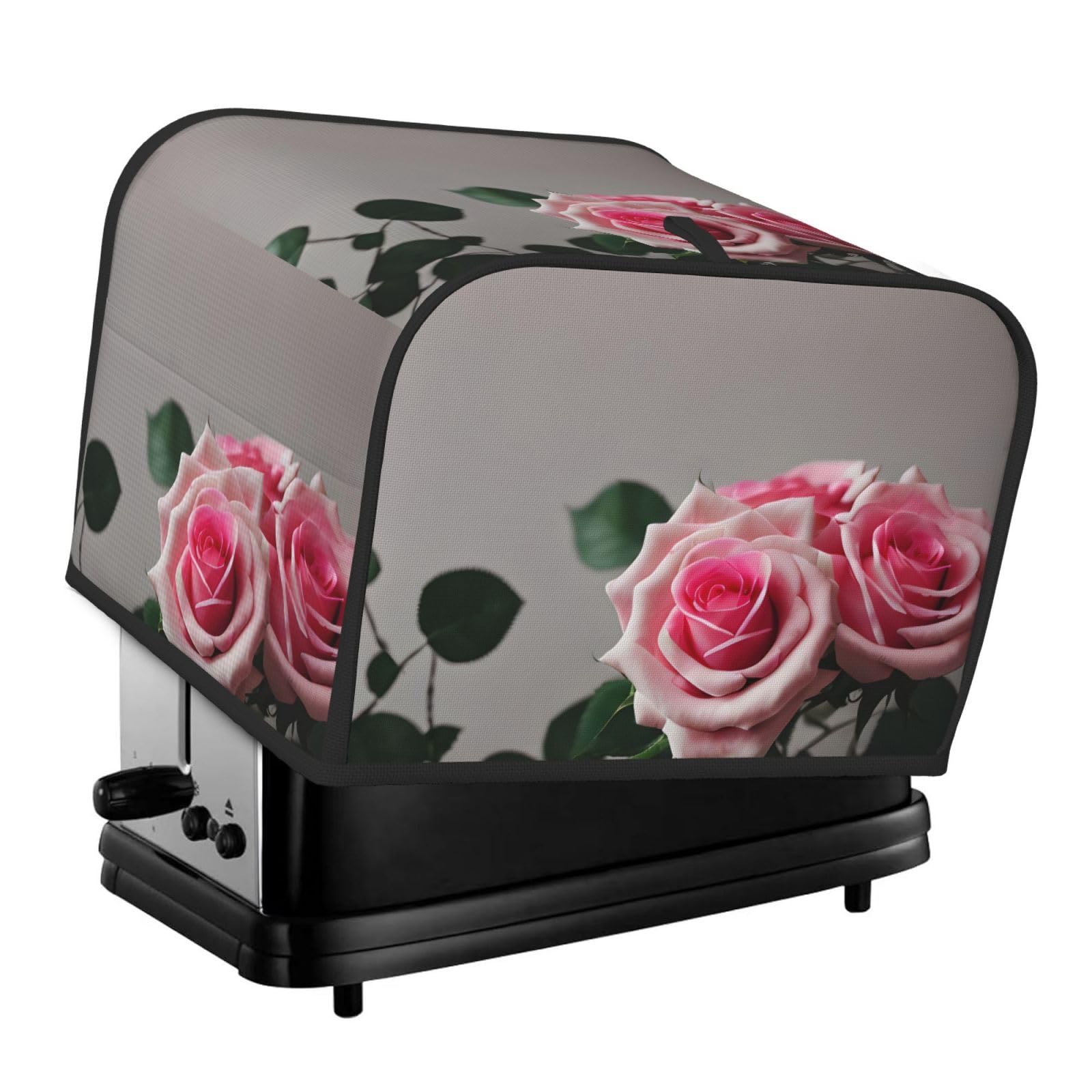 Pink Rose Print 4-Slice Toaster Cover Dustproof Waterproof Kitchen Appliance Protector For Bread