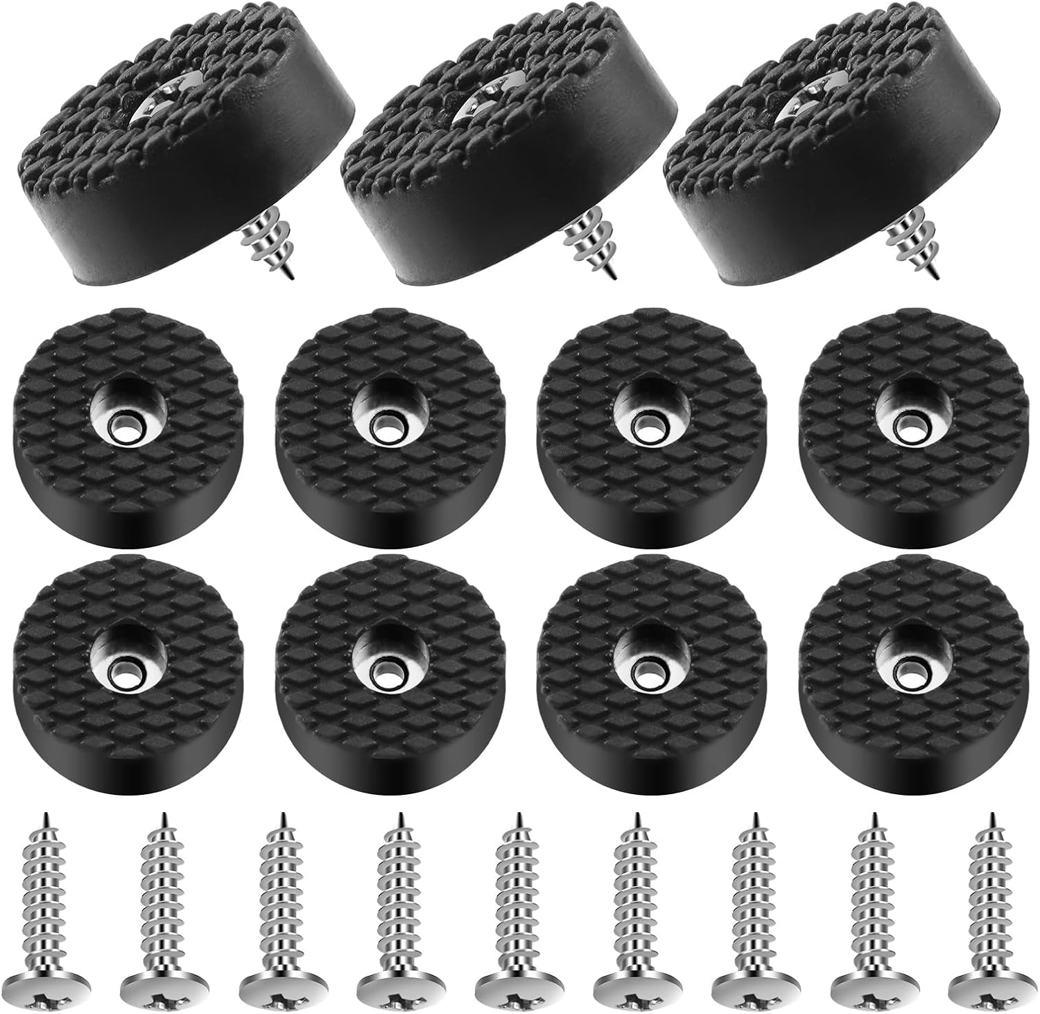 32Pcs 24mm/0.94” Furniture Pads with Screws, Round Screw-On Rubber Feet for Furniture, Non Slip Rubber Feet Bumpers Floor Protector for Table Desk Chair Sofa Leg