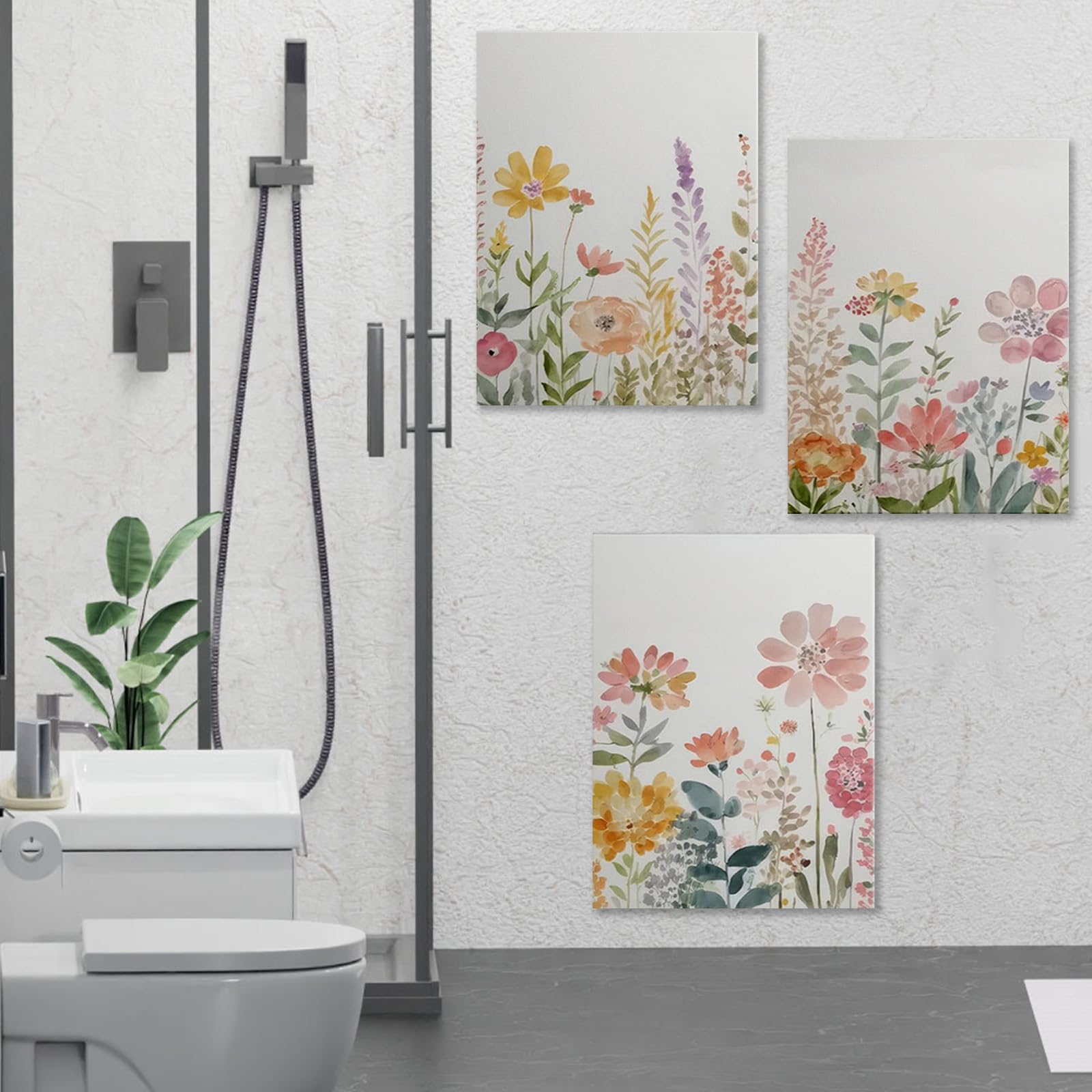 prinfantasy Pastel Flowers Wall Art Set - Natural Botanical Prints Set of 3 Colorful Poster Pictures 1004 - Image 3
