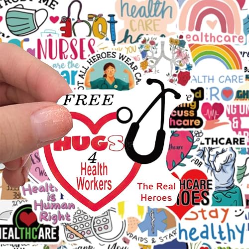 Miniatura 4 de Calcomanías para el cuidado de la salud, 50 unidades, calcomanías de vinilo impermeables para botellas de agua, laptop, equipaje, computadora,